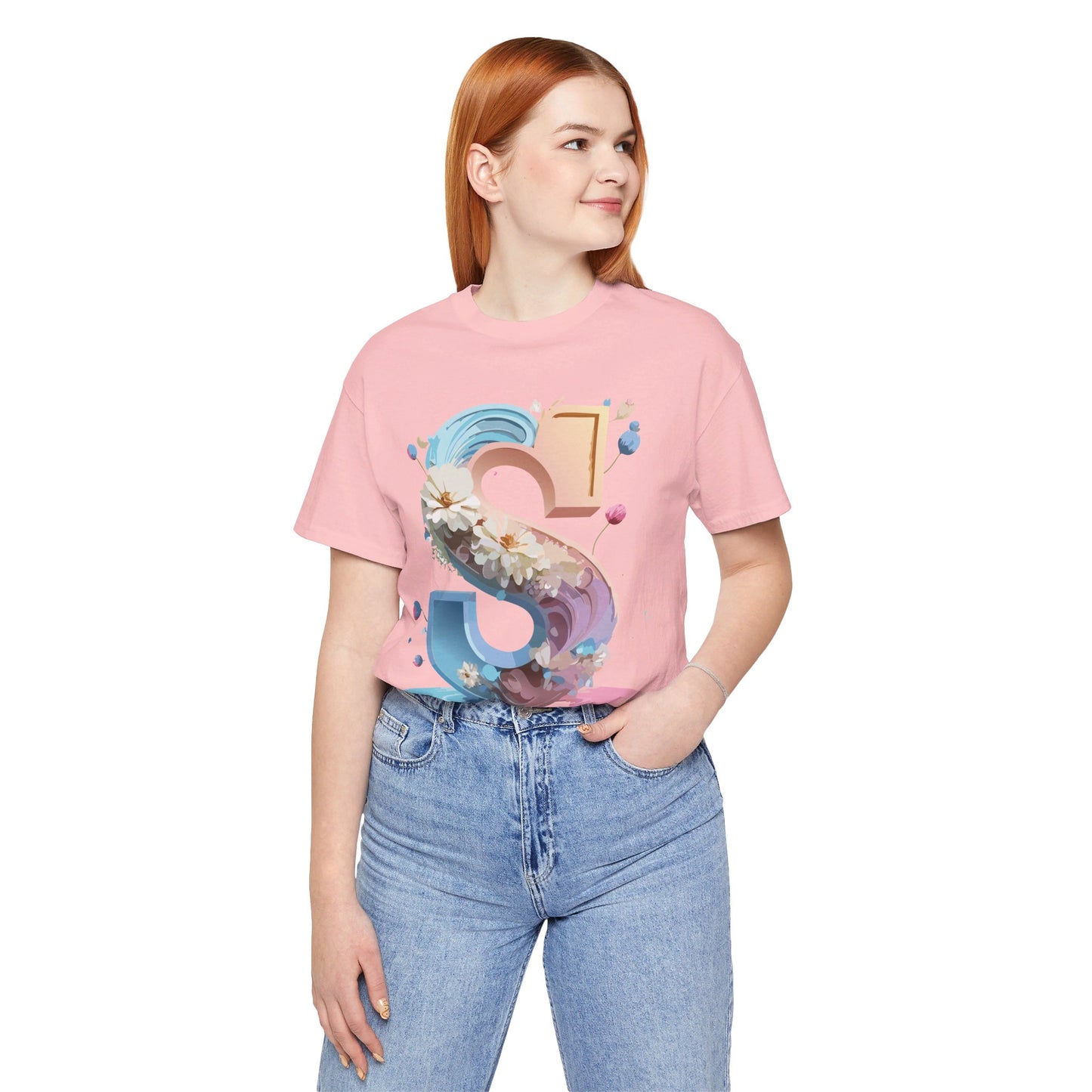 Natural Cotton Tee Shirt - Letters Collection - S Printify