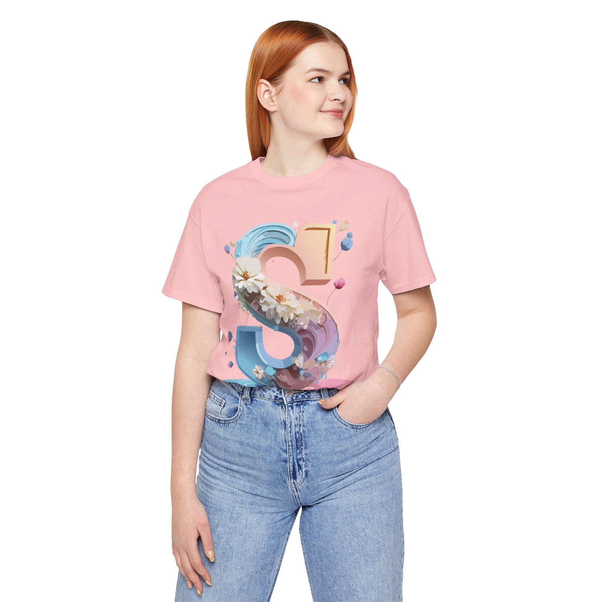 Natural Cotton Tee Shirt - Letters Collection - S Printify