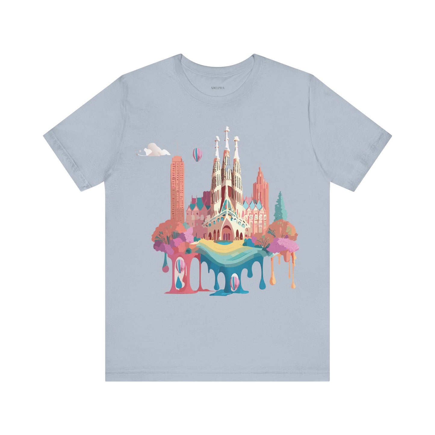 Natural Cotton Tee Shirt - Beautiful Places Collection - Barcelona Printify
