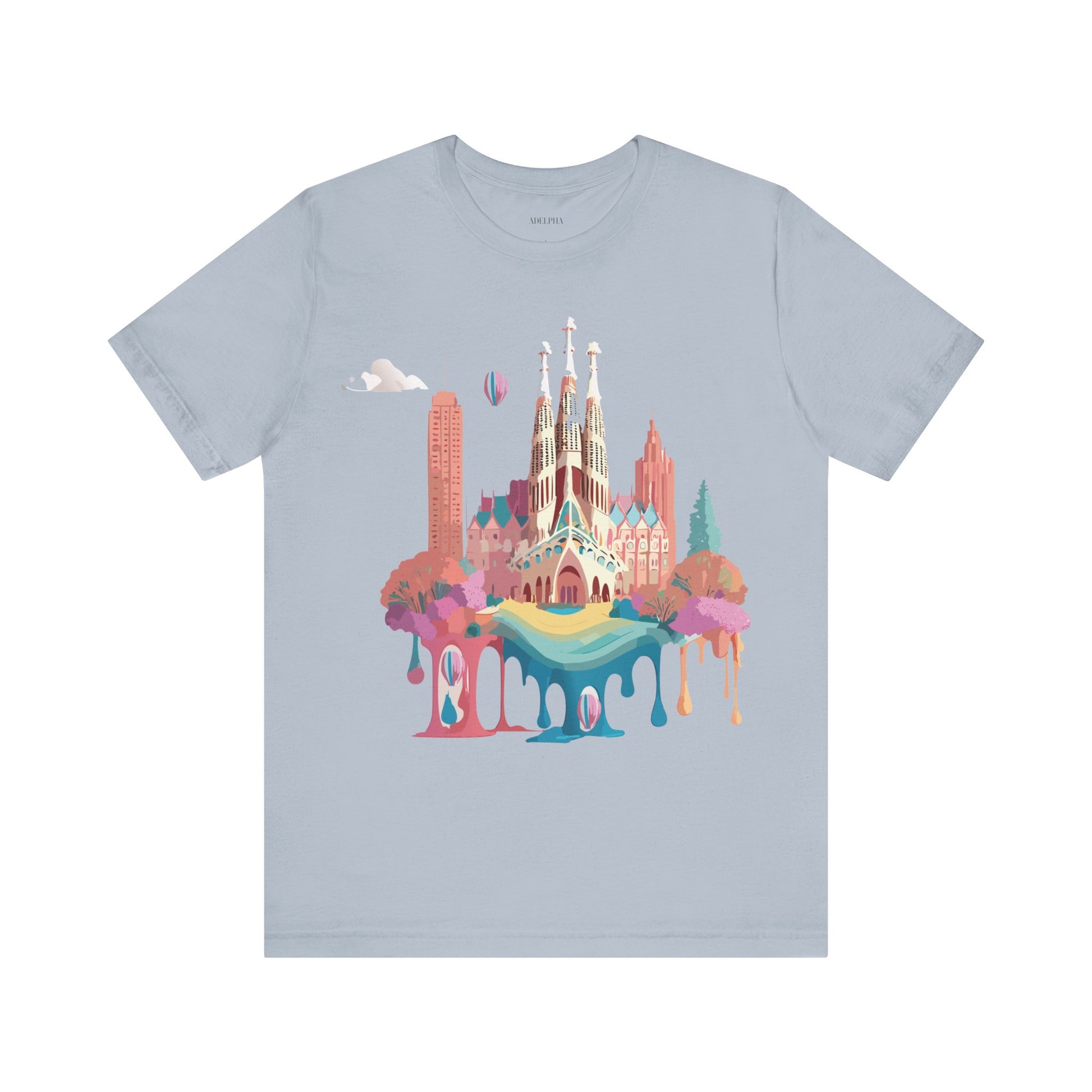 Natural Cotton Tee Shirt - Beautiful Places Collection - Barcelona Printify