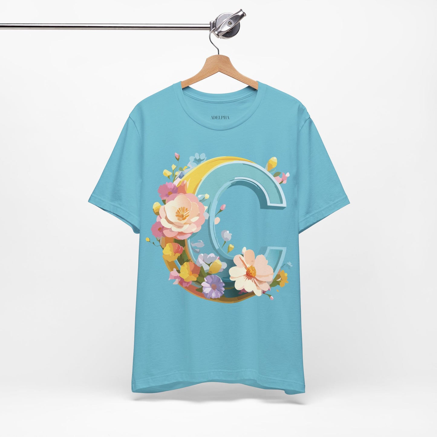 Natural Cotton Tee Shirt - Letters Collection - C Printify