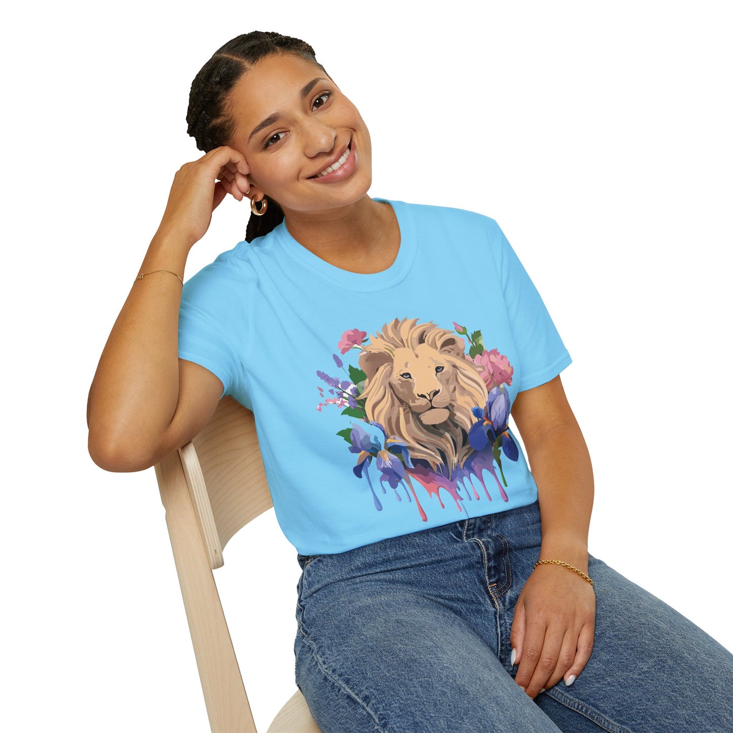 Lion Shirt, Shirt with Lion, Floral Lion Tee, Shirt with Animals