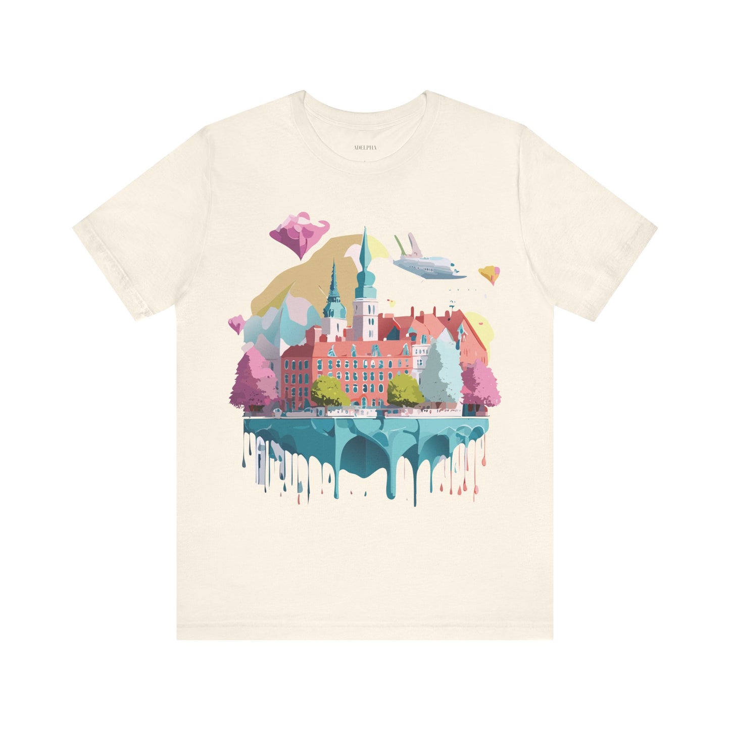 Natural Cotton Tee Shirt - Beautiful Places Collection - Warnemünde and Rostock - Germany Printify