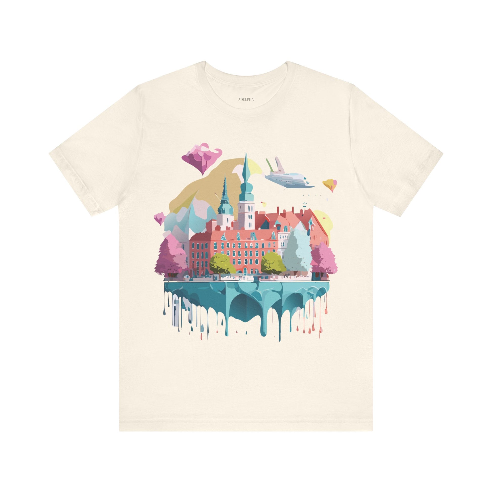 Natural Cotton Tee Shirt - Beautiful Places Collection - Warnemünde and Rostock - Germany Printify