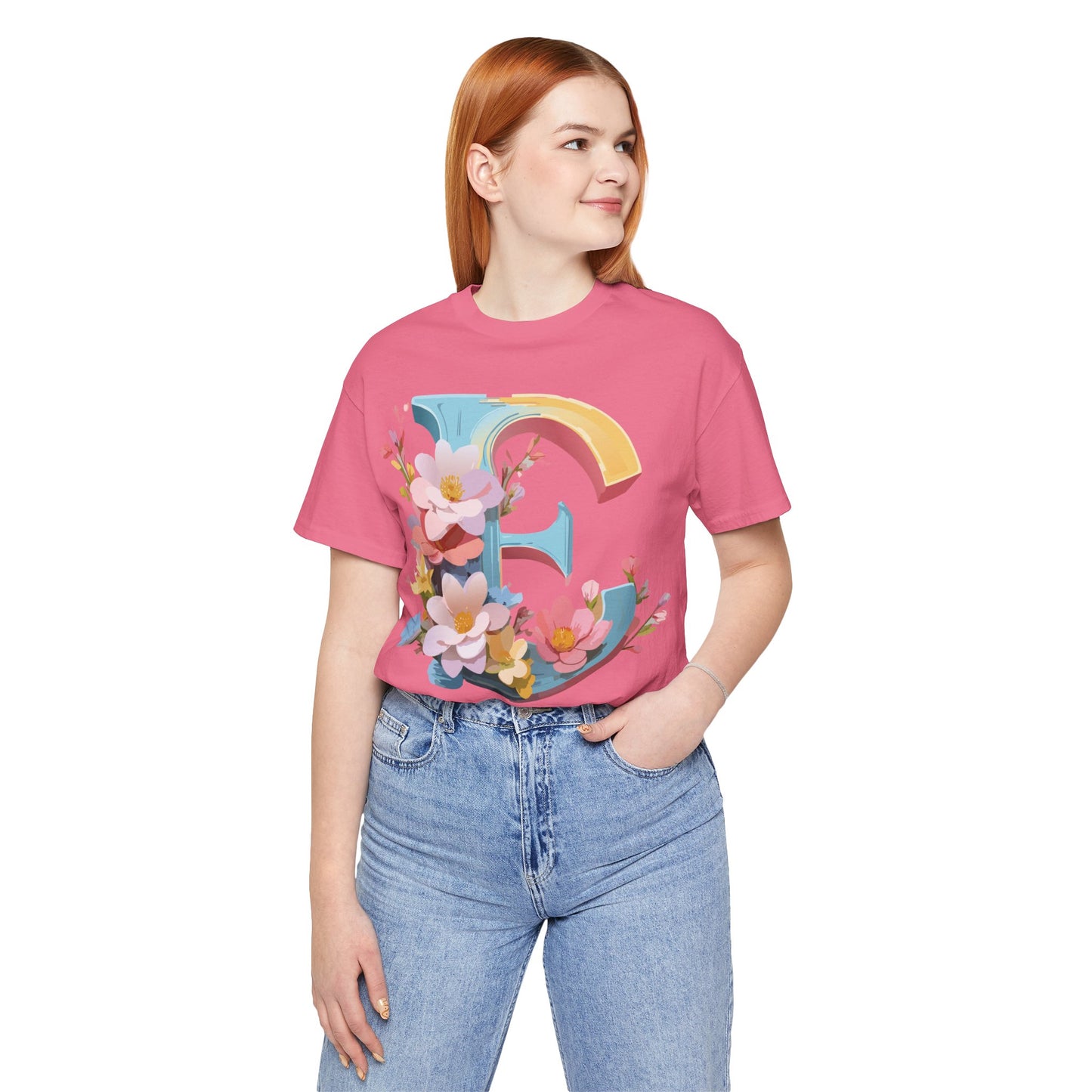 Natural Cotton Tee Shirt - Letters Collection - E Printify