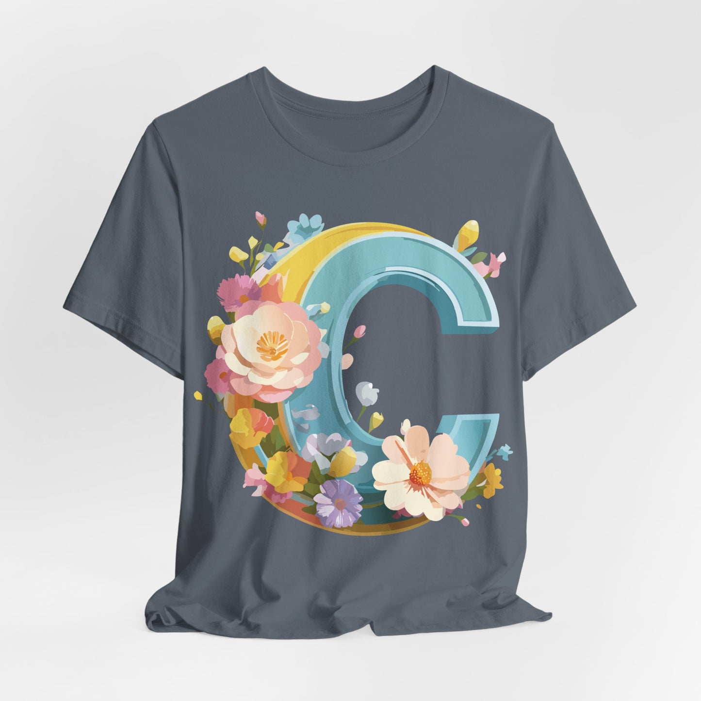 Natural Cotton Tee Shirt - Letters Collection - C Printify