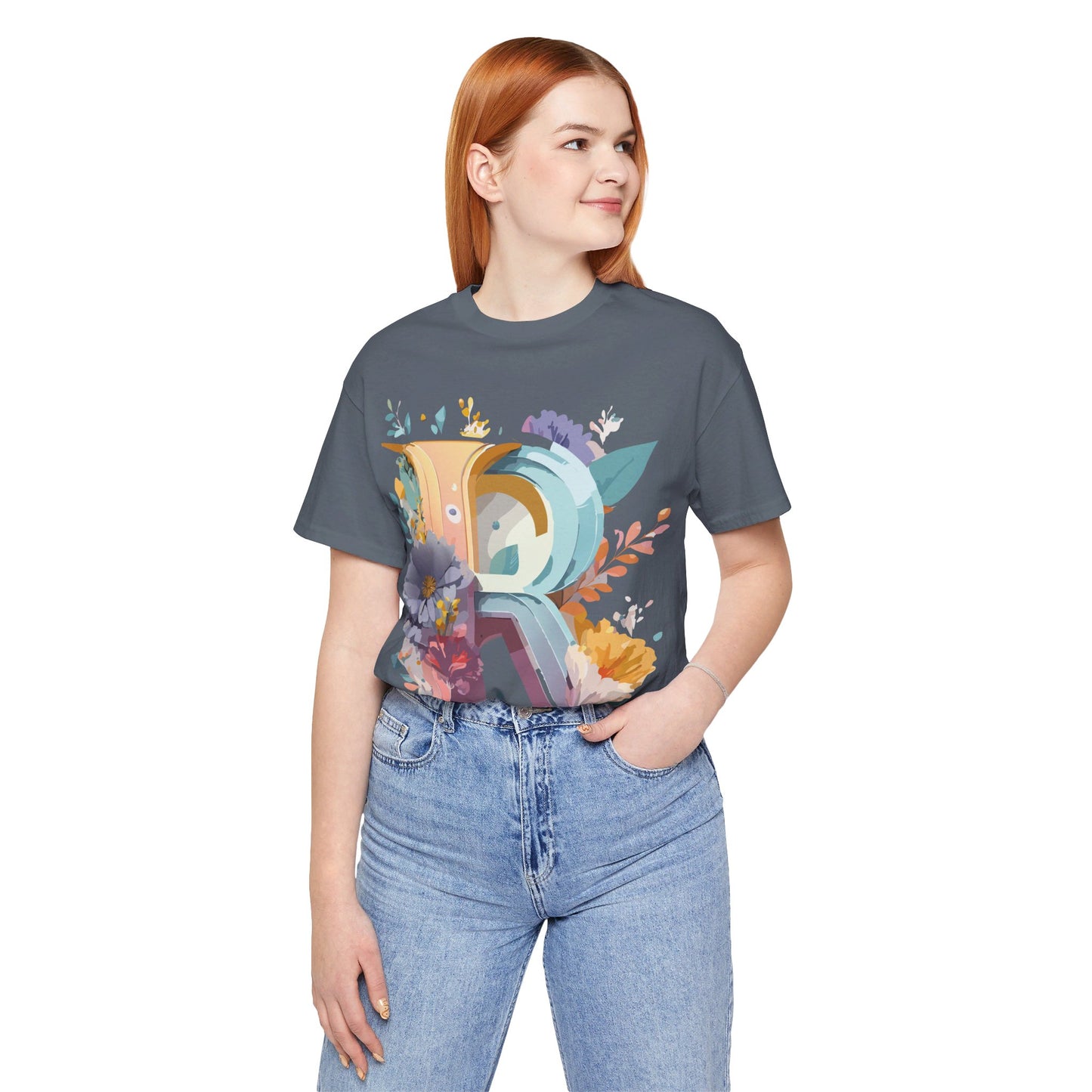 Natural Cotton Tee Shirt - Letters Collection - R Printify