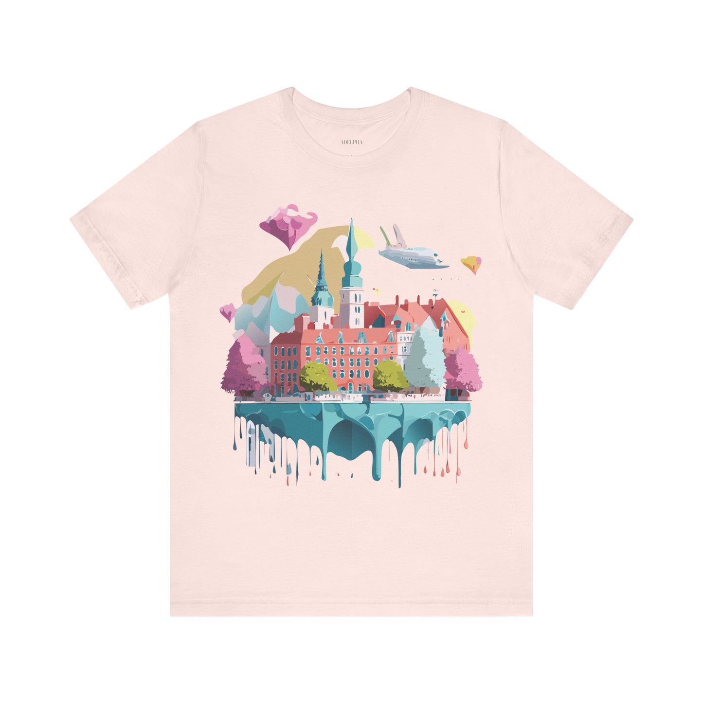 Natural Cotton Tee Shirt - Beautiful Places Collection - Warnemünde and Rostock - Germany Printify