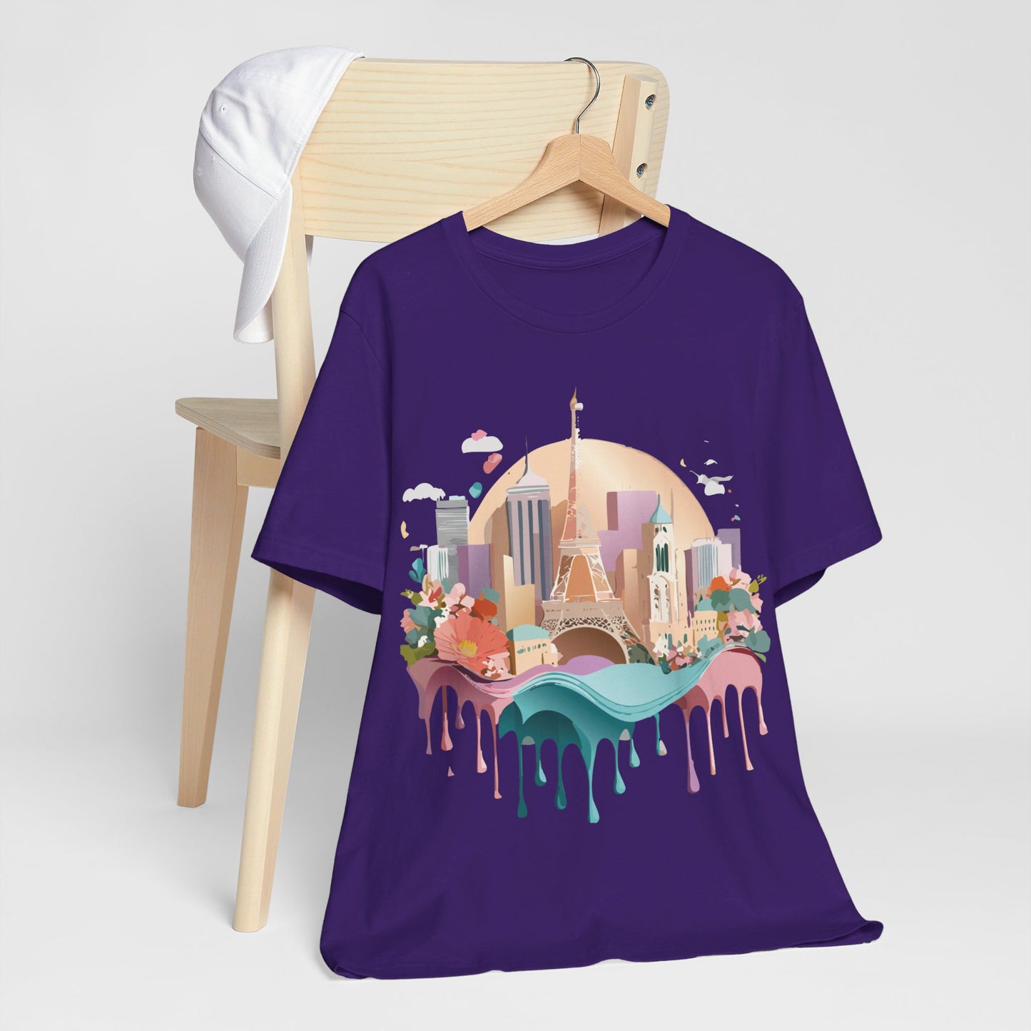 Natural Cotton Tee Shirt - Beautiful Places Collection - Paris Printify