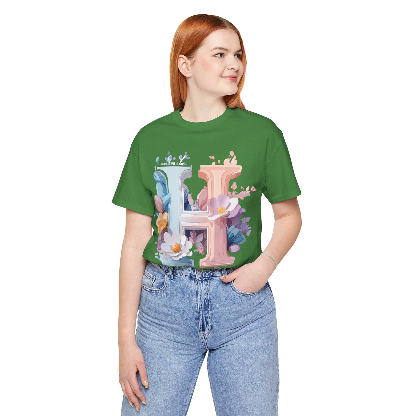 Natural Cotton Tee Shirt - Letters Collection - H Printify