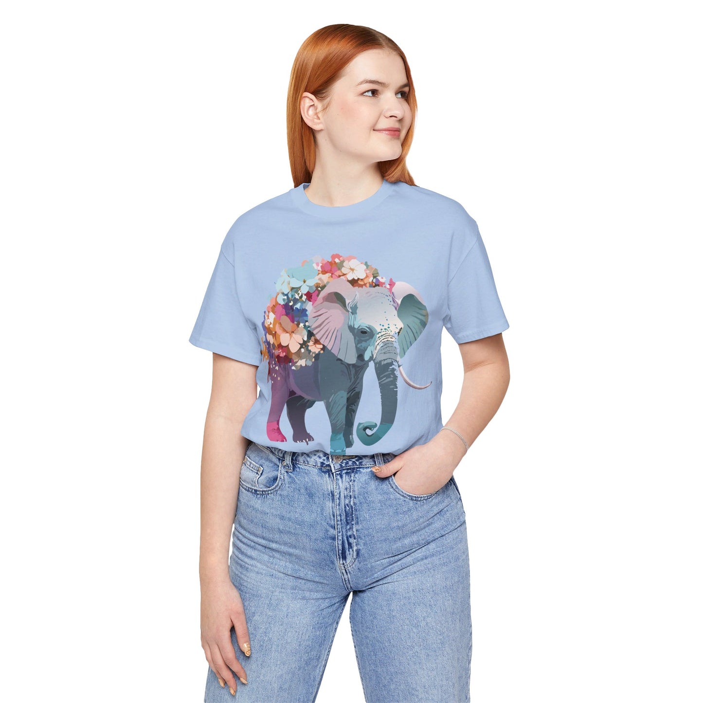 Natural Cotton Tee Shirt with Elephant Printify