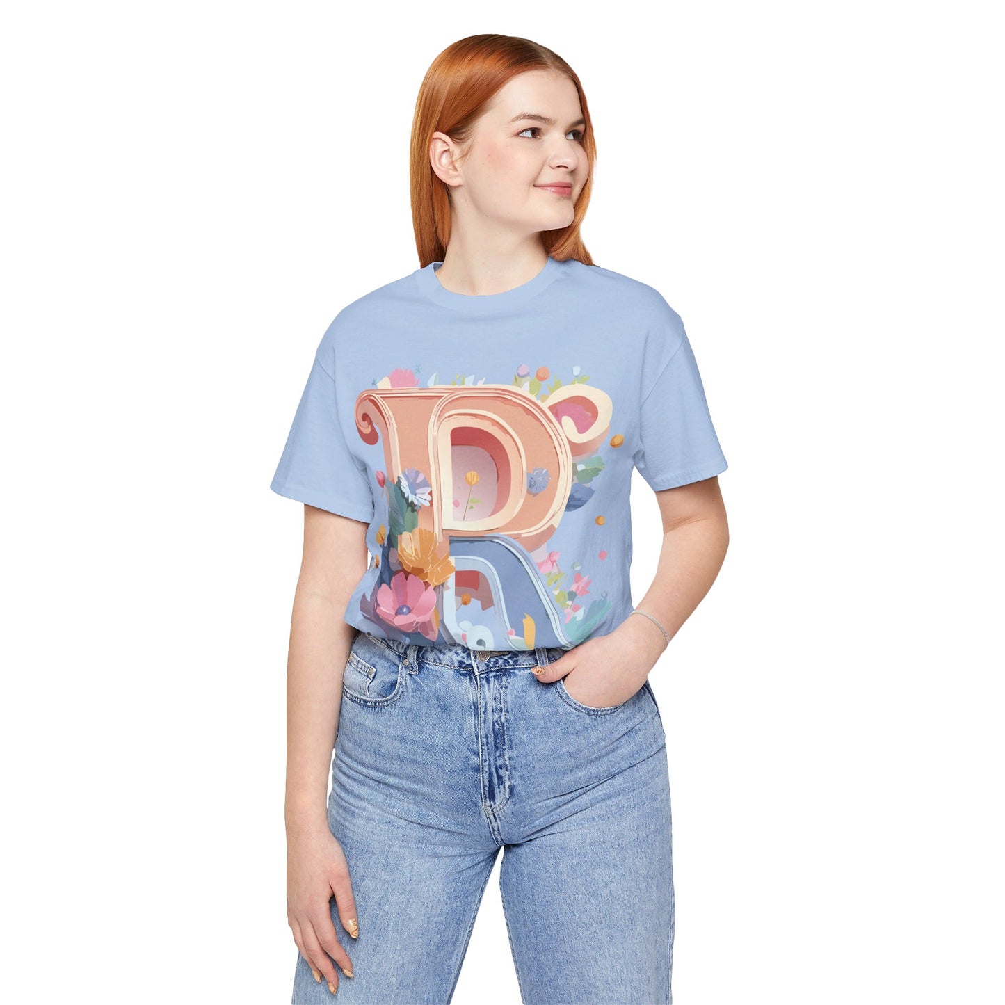 Natural Cotton Tee Shirt - Letters Collection - R Printify