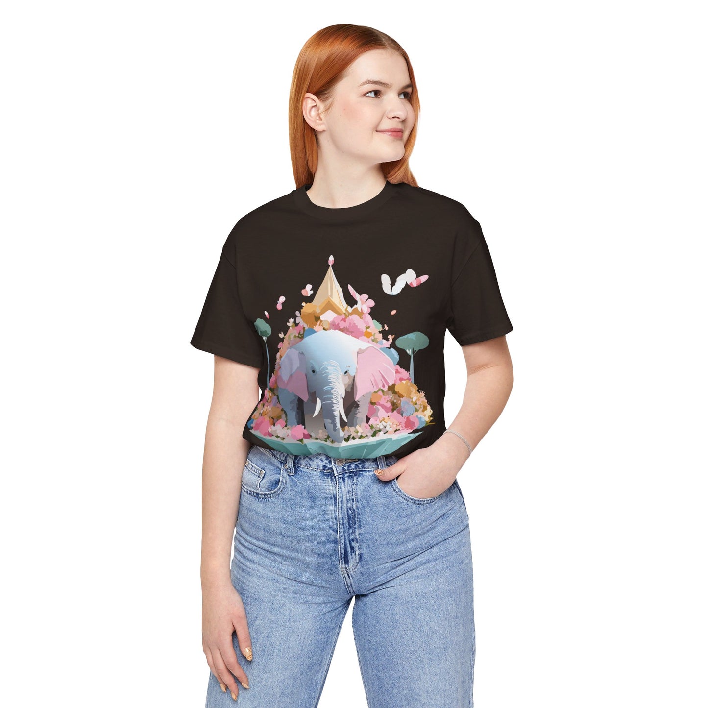 Natural Cotton Tee Shirt with Elephant Printify