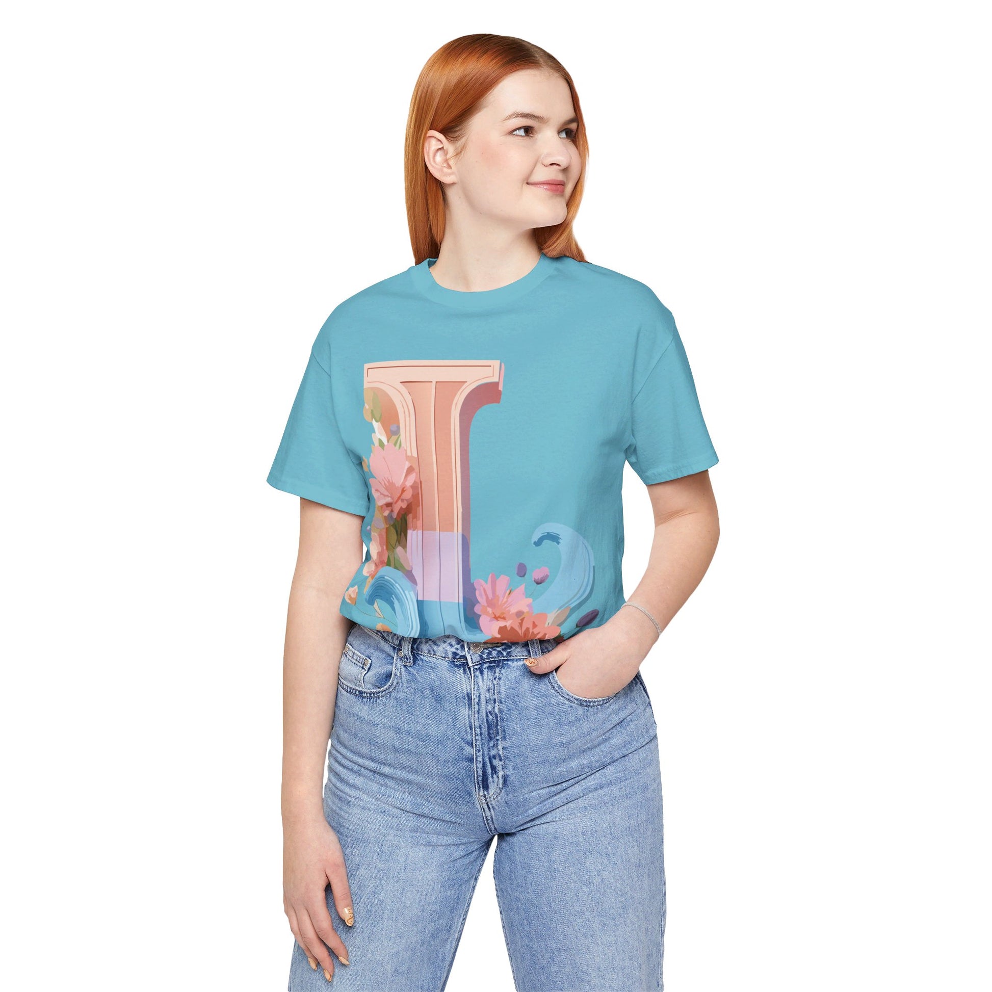 Natural Cotton Tee Shirt - Letters Collection - L Printify