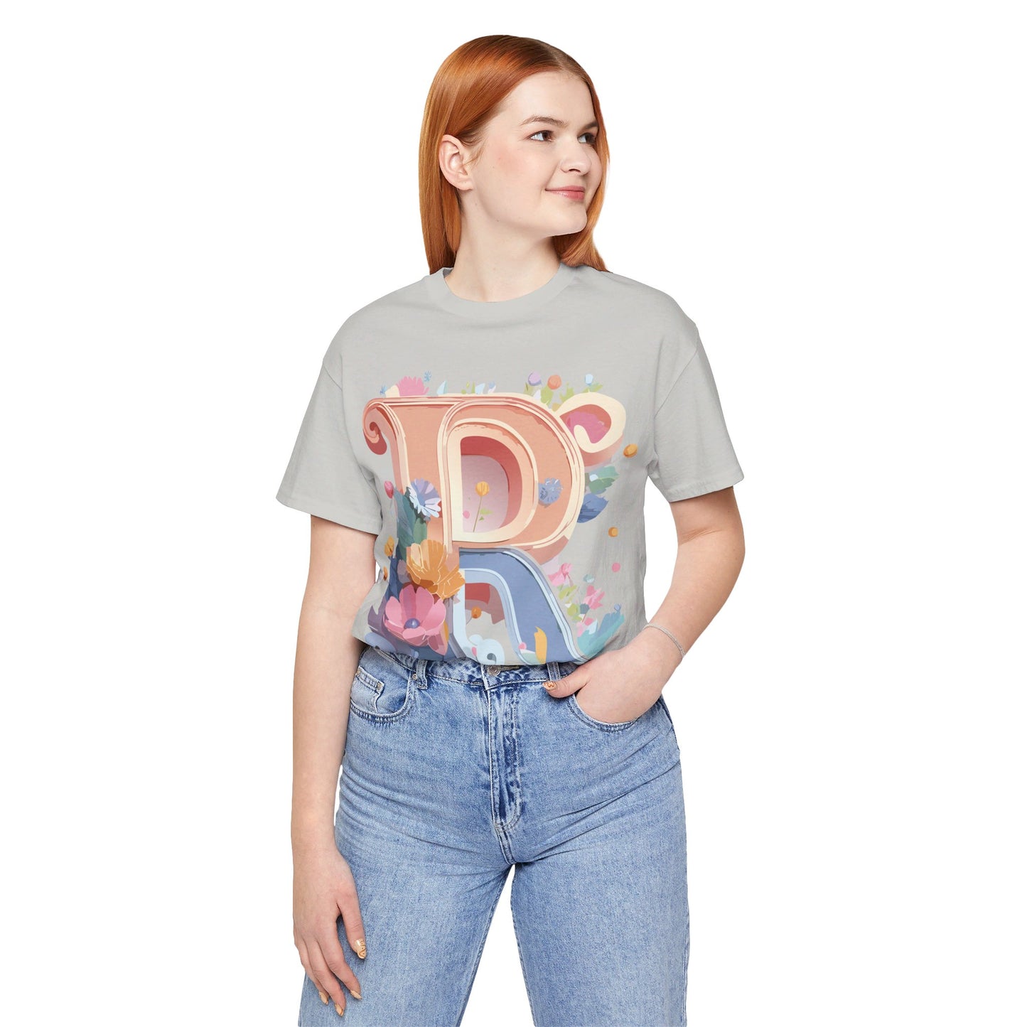 Natural Cotton Tee Shirt - Letters Collection - R Printify