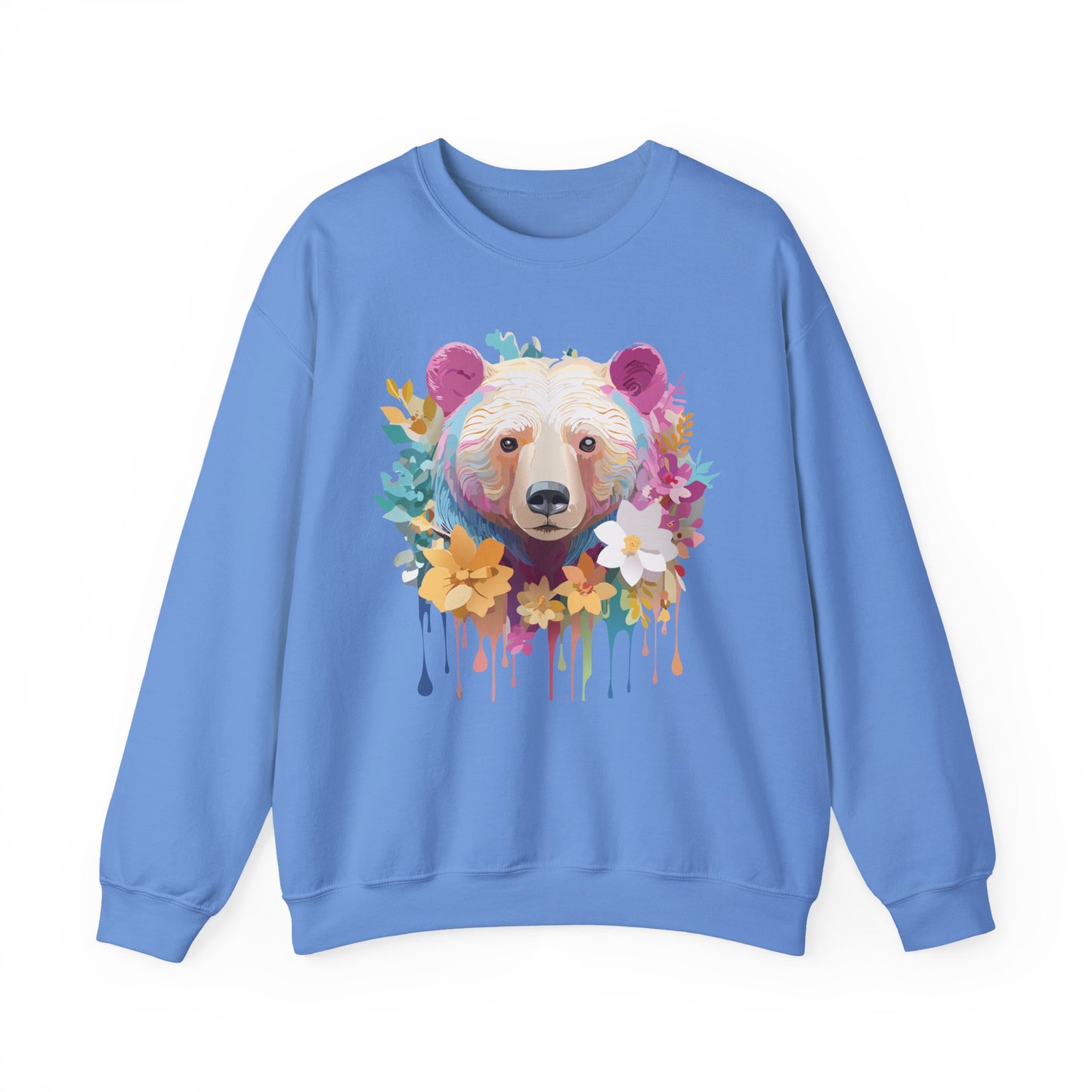 Unisex Floral Bear Sweatshirt, Animals Sweatshirt, Floral Sweatshirt, Art Design Sweatshirt