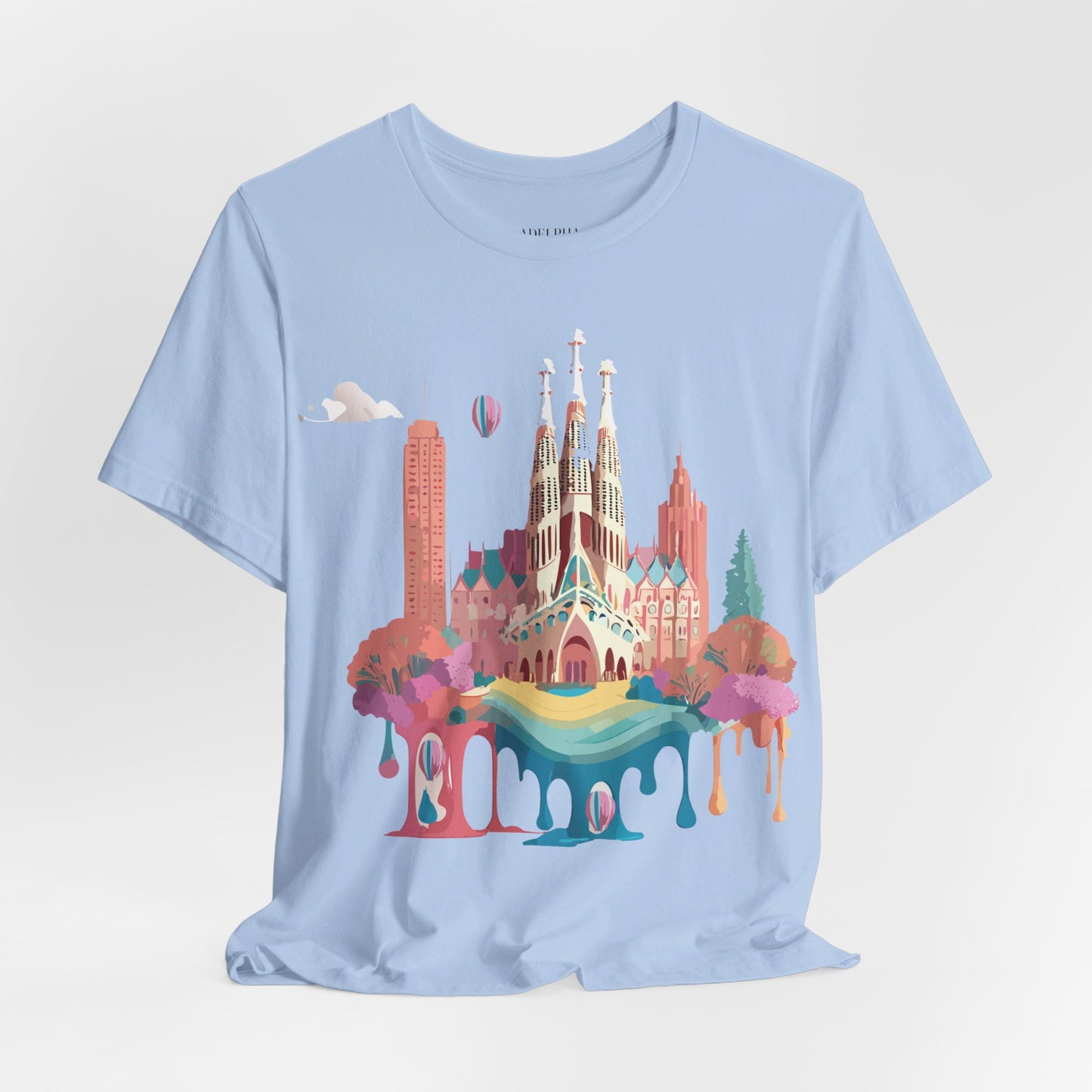 Natural Cotton Tee Shirt - Beautiful Places Collection - Barcelona Printify