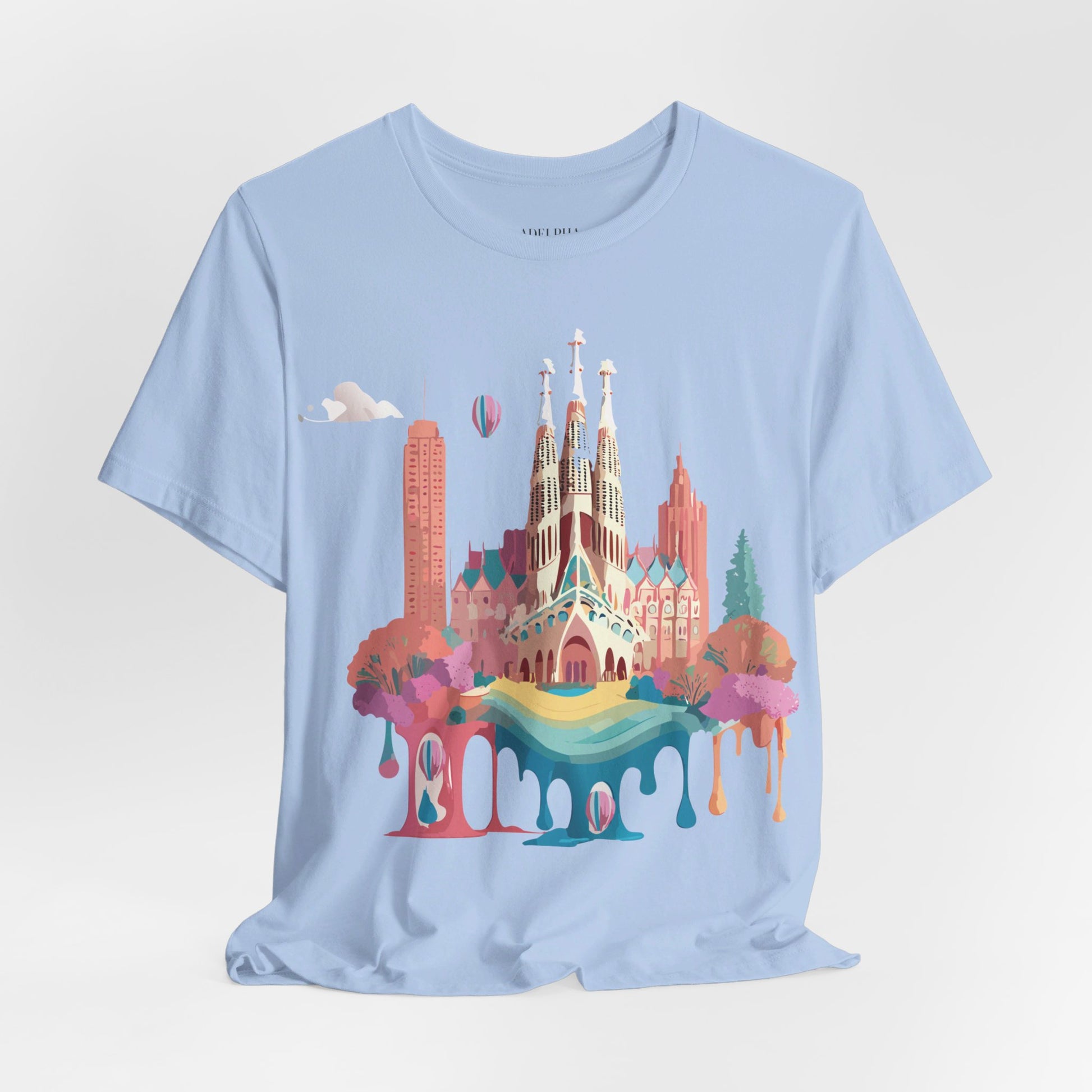 Natural Cotton Tee Shirt - Beautiful Places Collection - Barcelona Printify