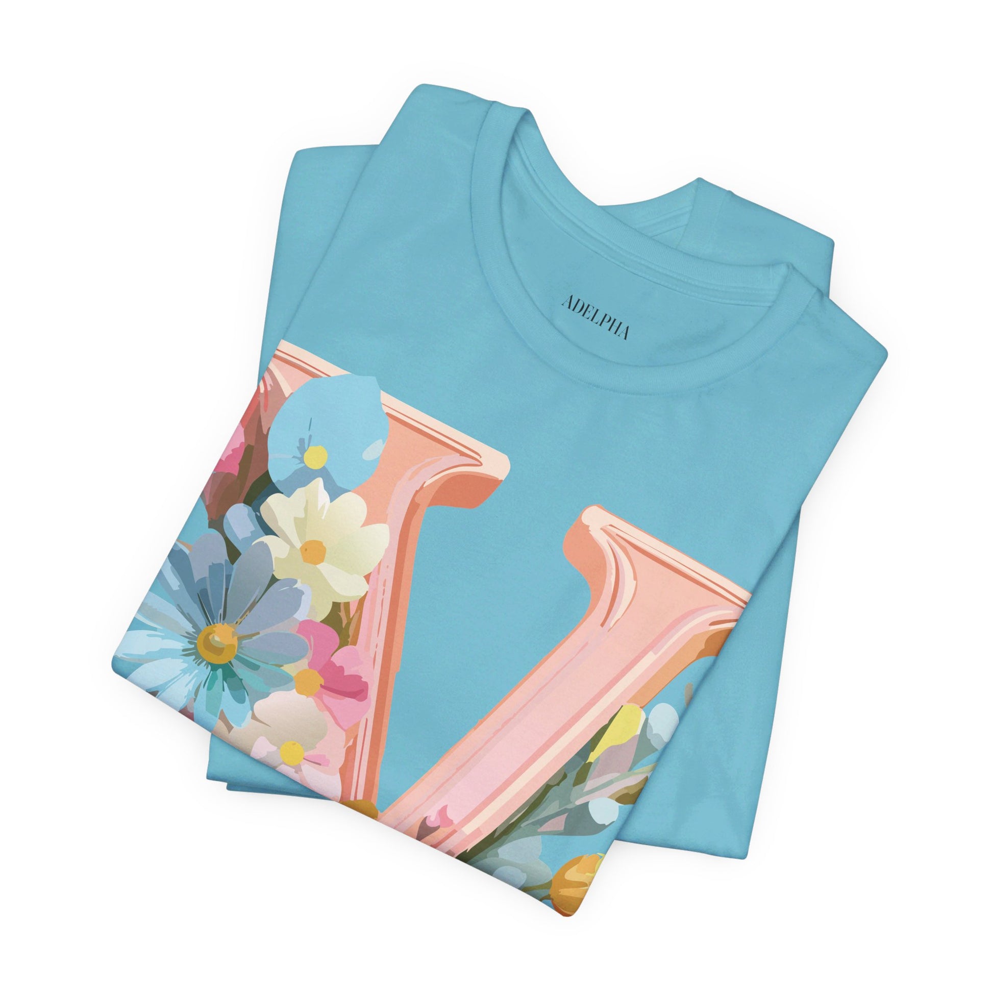 Natural Cotton Tee Shirt - Letters Collection - V Printify