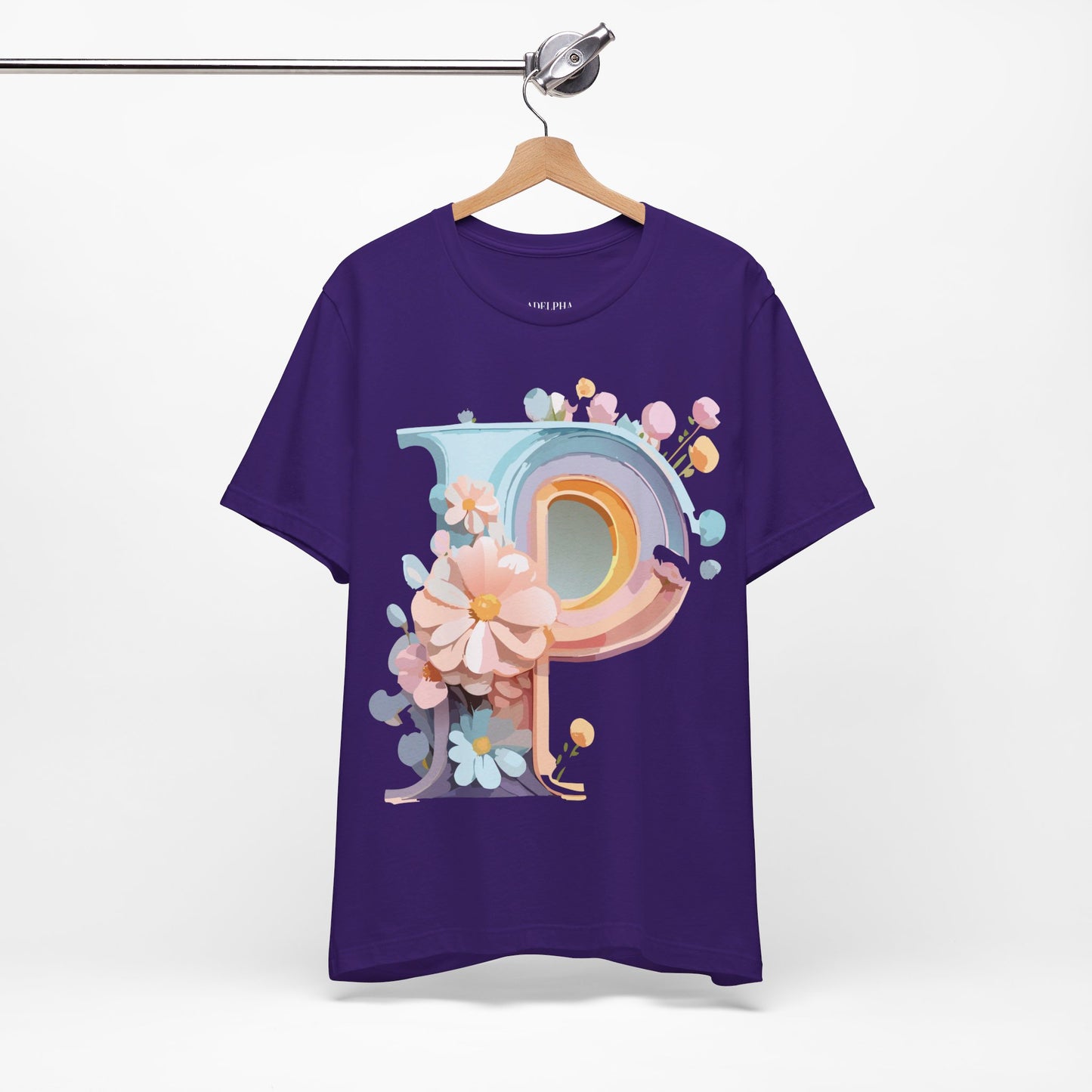 Natural Cotton Tee Shirt - Letters Collection - P Printify