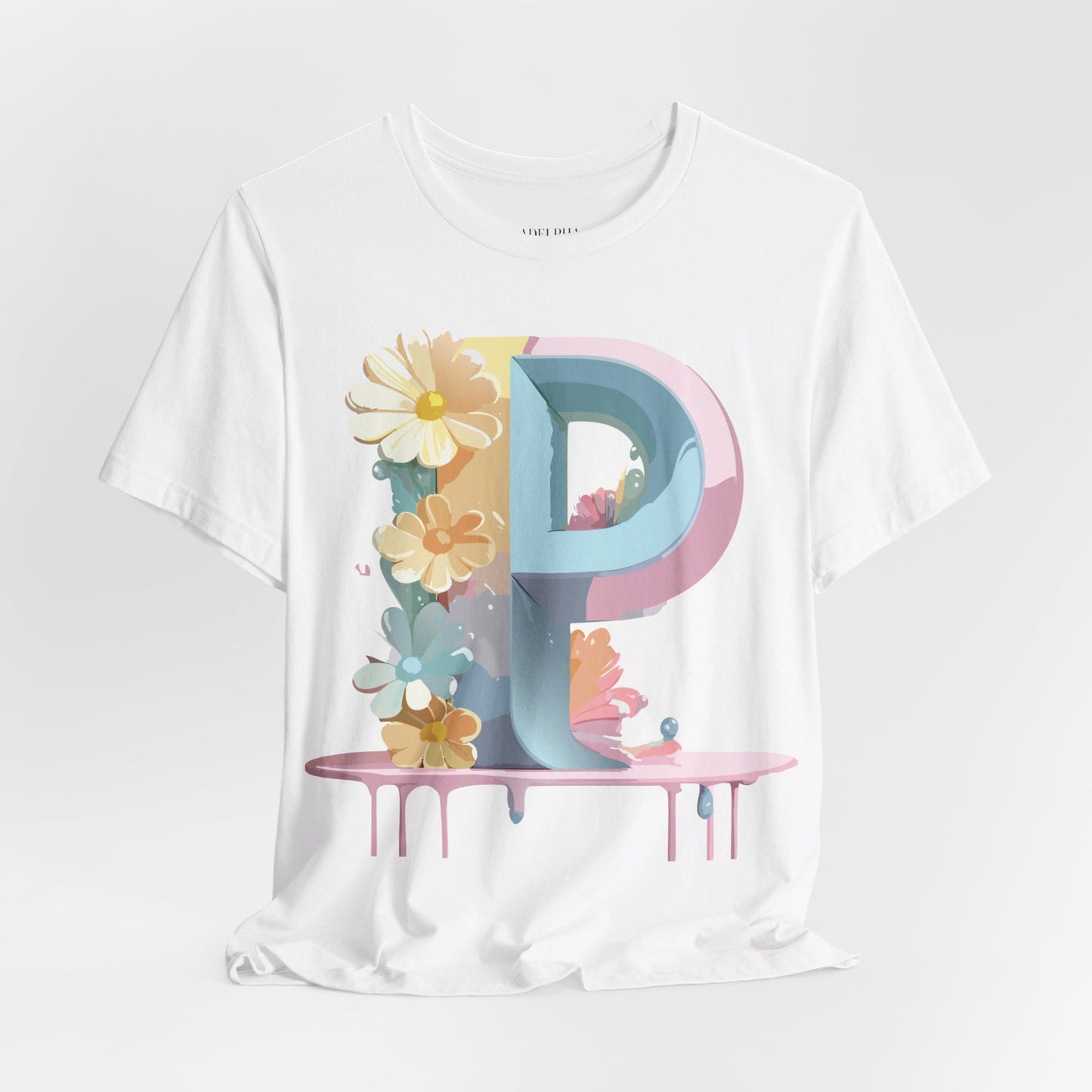 Natural Cotton Tee Shirt - Letters Collection - P Printify