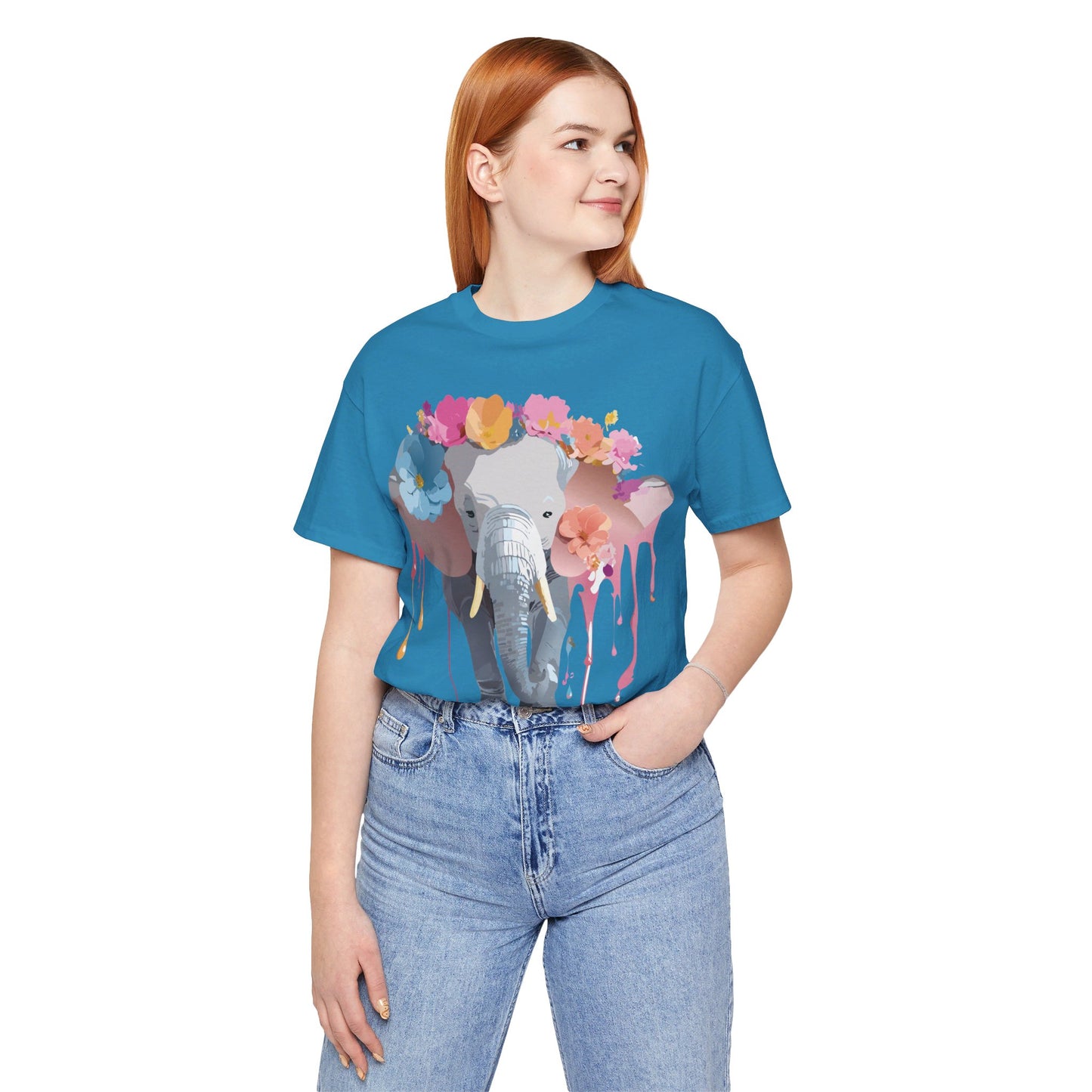 Natural Cotton Tee Shirt with Elephant Printify
