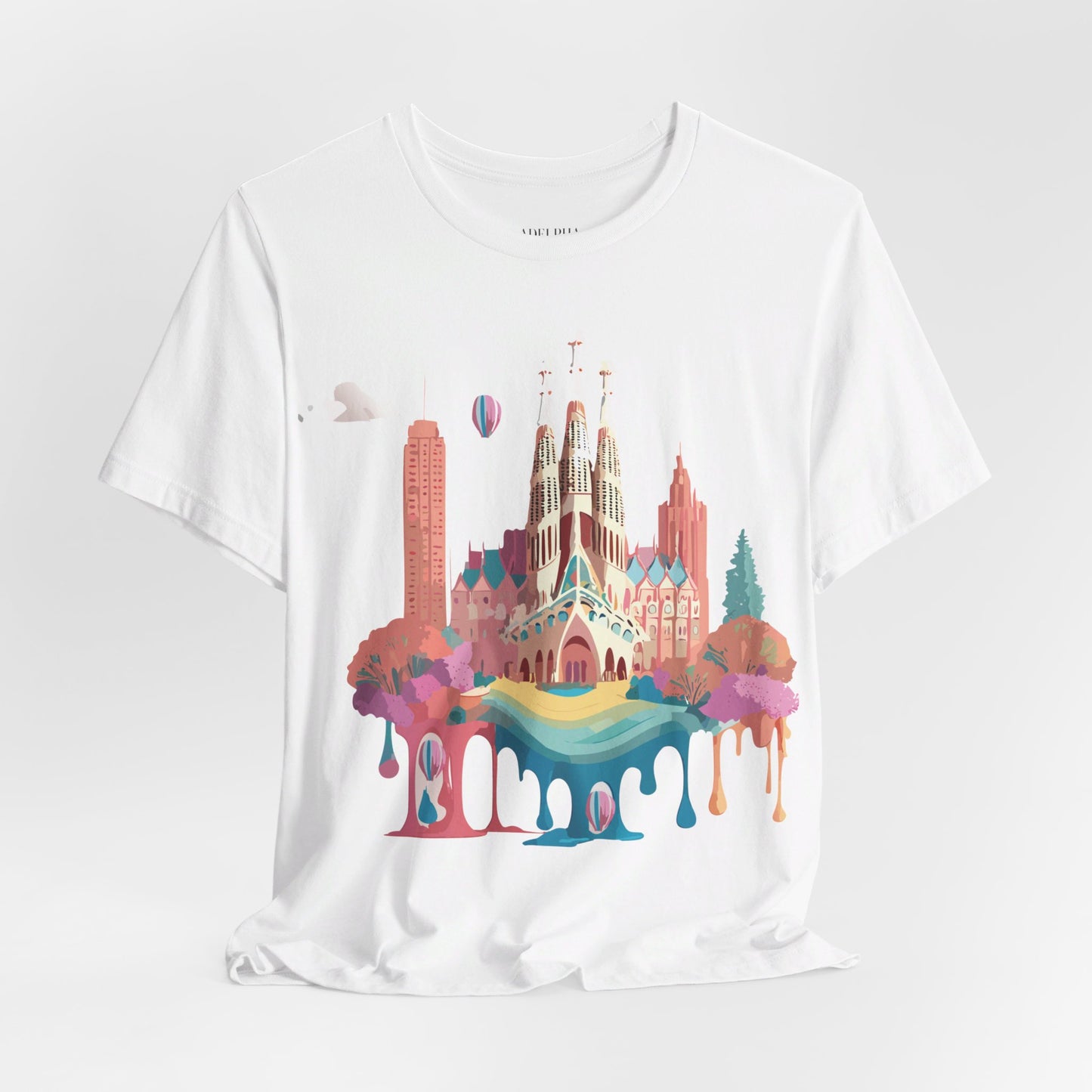 Natural Cotton Tee Shirt - Beautiful Places Collection - Barcelona Printify