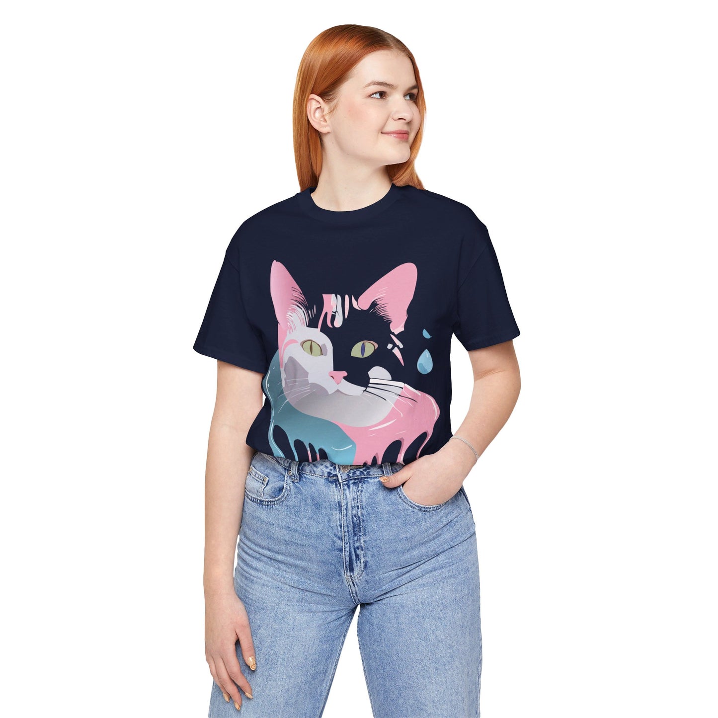 Natural Cotton Tee Shirt with Cat Printify