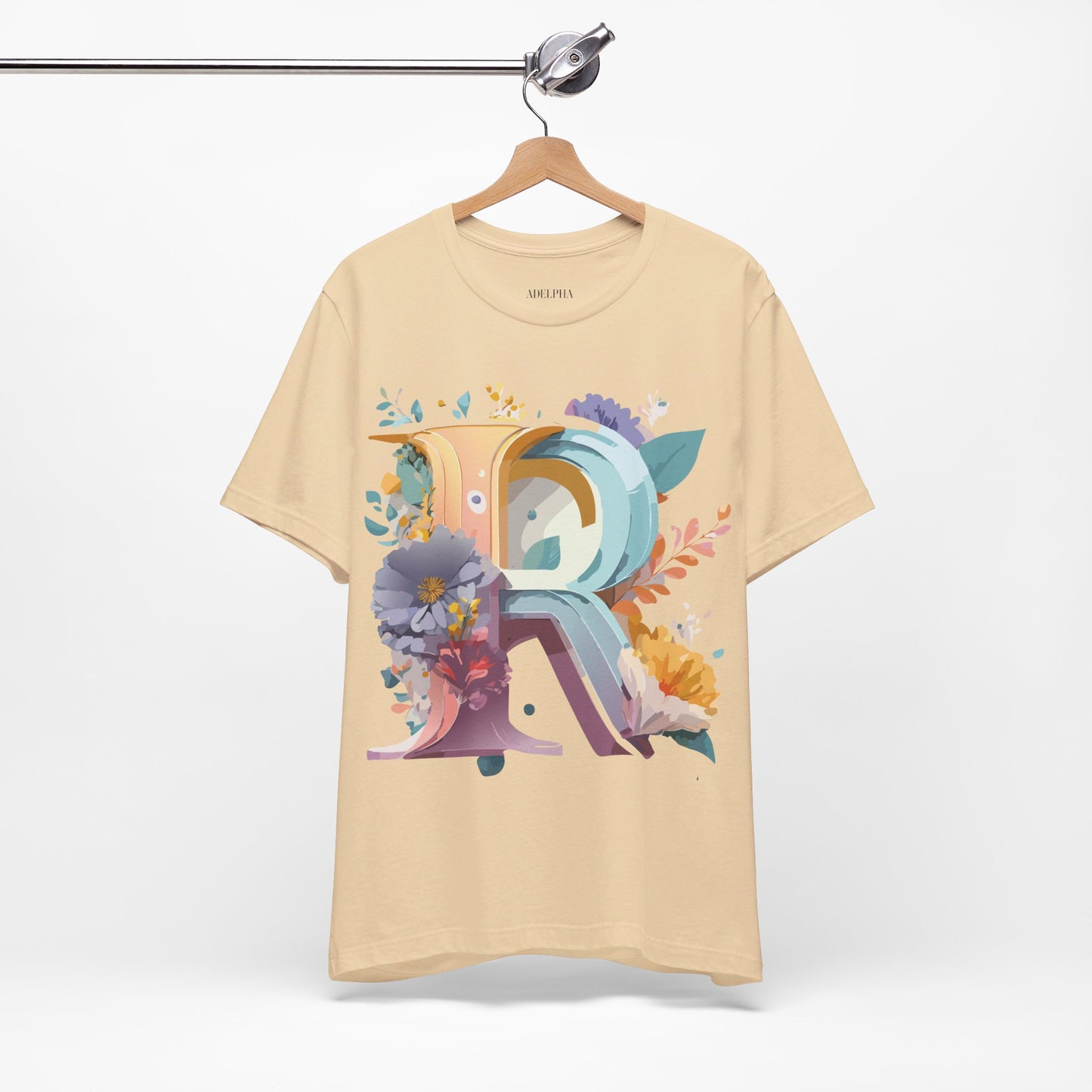 Natural Cotton Tee Shirt - Letters Collection - R Printify
