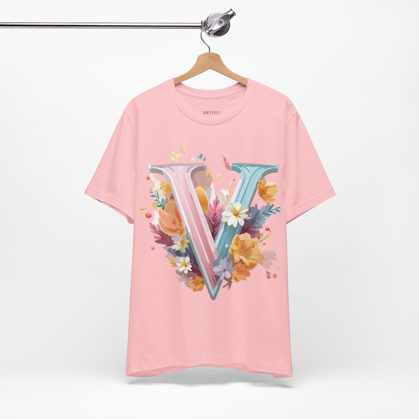 Natural Cotton Tee Shirt - Letters Collection - V Printify