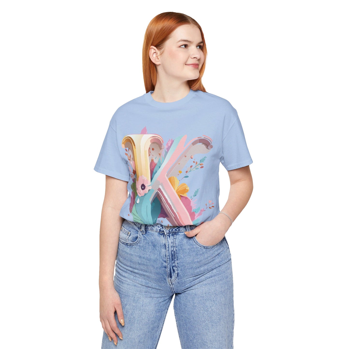Natural Cotton Tee Shirt - Letters Collection - K Printify