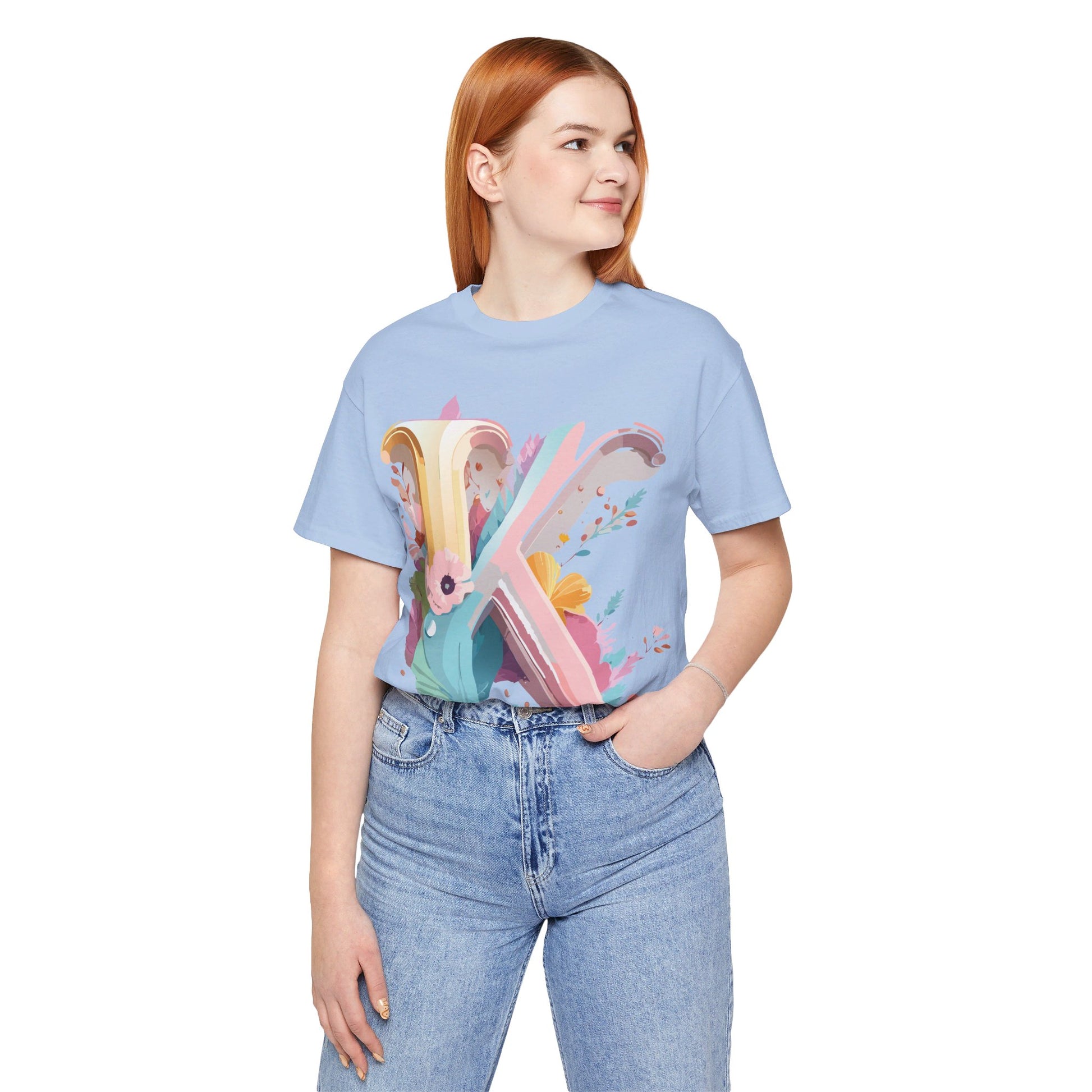 Natural Cotton Tee Shirt - Letters Collection - K Printify