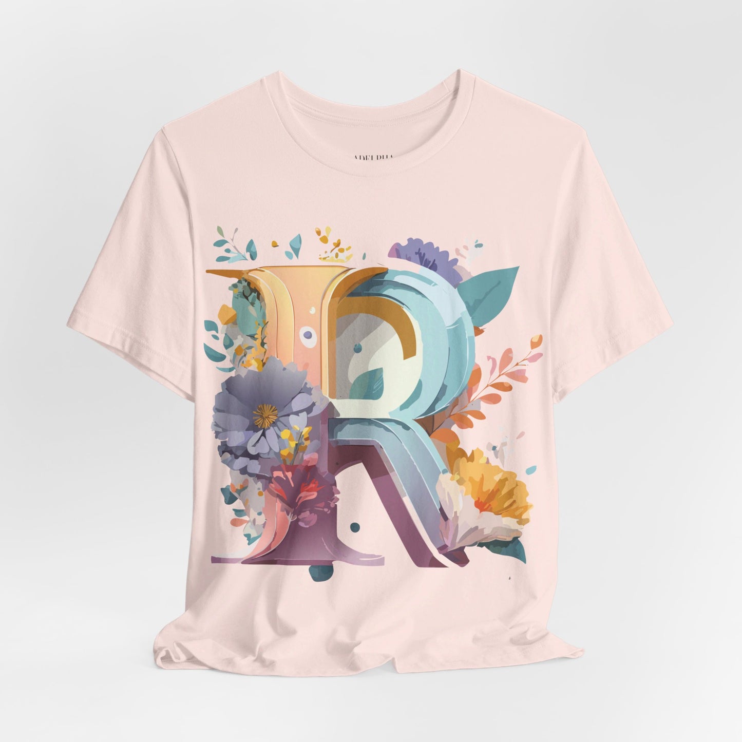 Natural Cotton Tee Shirt - Letters Collection - R Printify