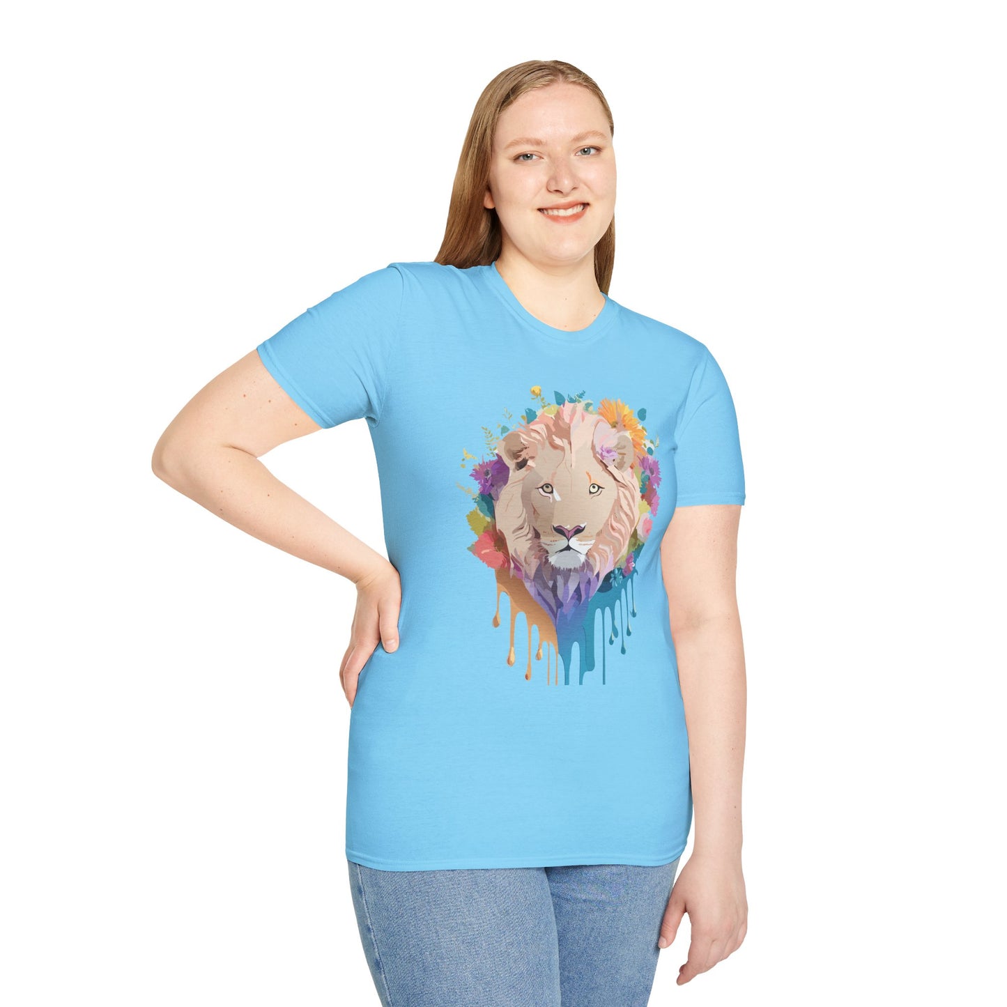 Lion Shirt, Shirt with Lion, Floral Lion Tee, Shirt with Animals