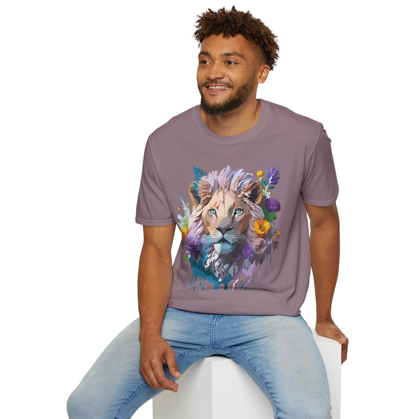 Lion Shirt, Shirt with Lion, Floral Lion Tee, Shirt with Animals
