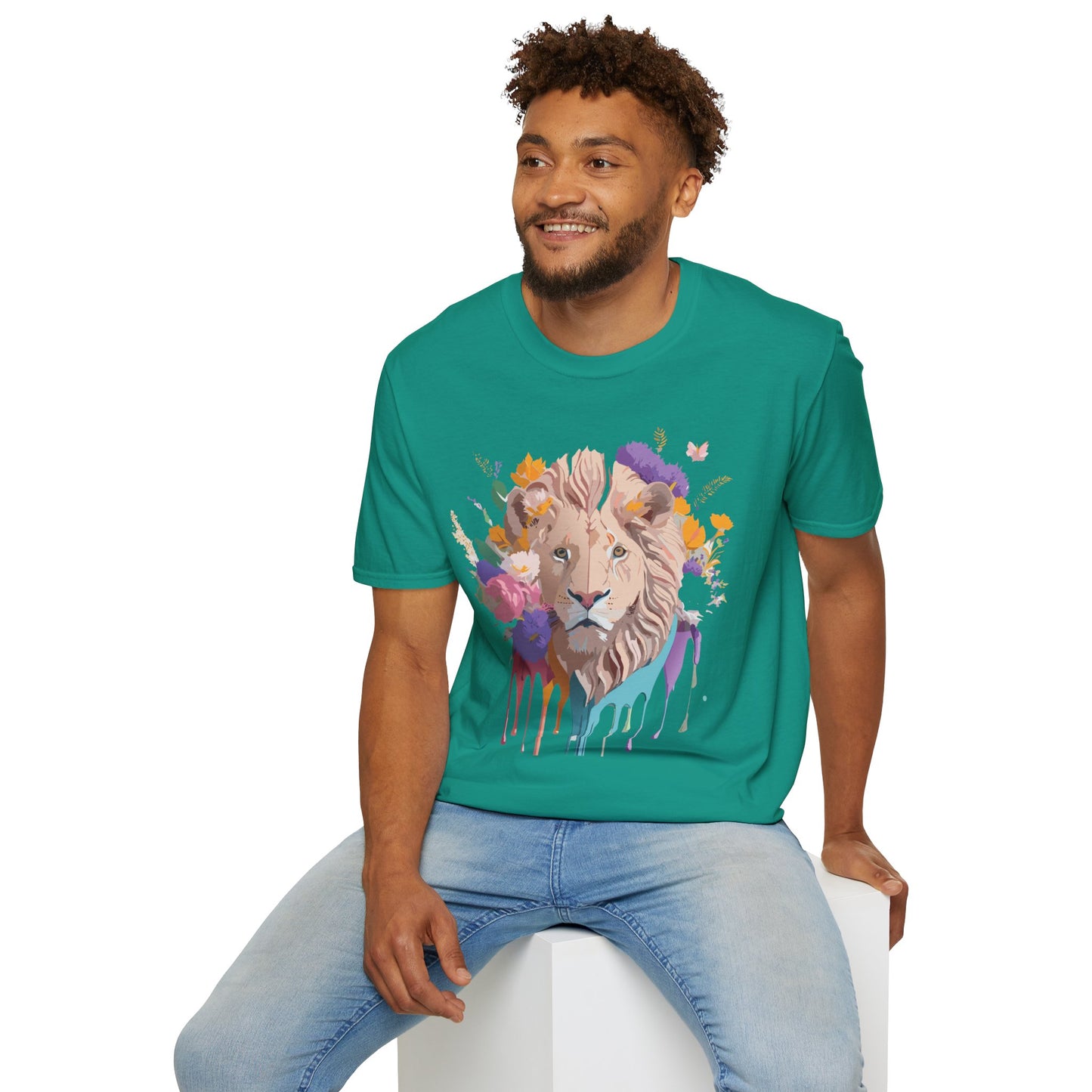 Lion Shirt, Shirt with Lion, Floral Lion Tee, Shirt with Animals