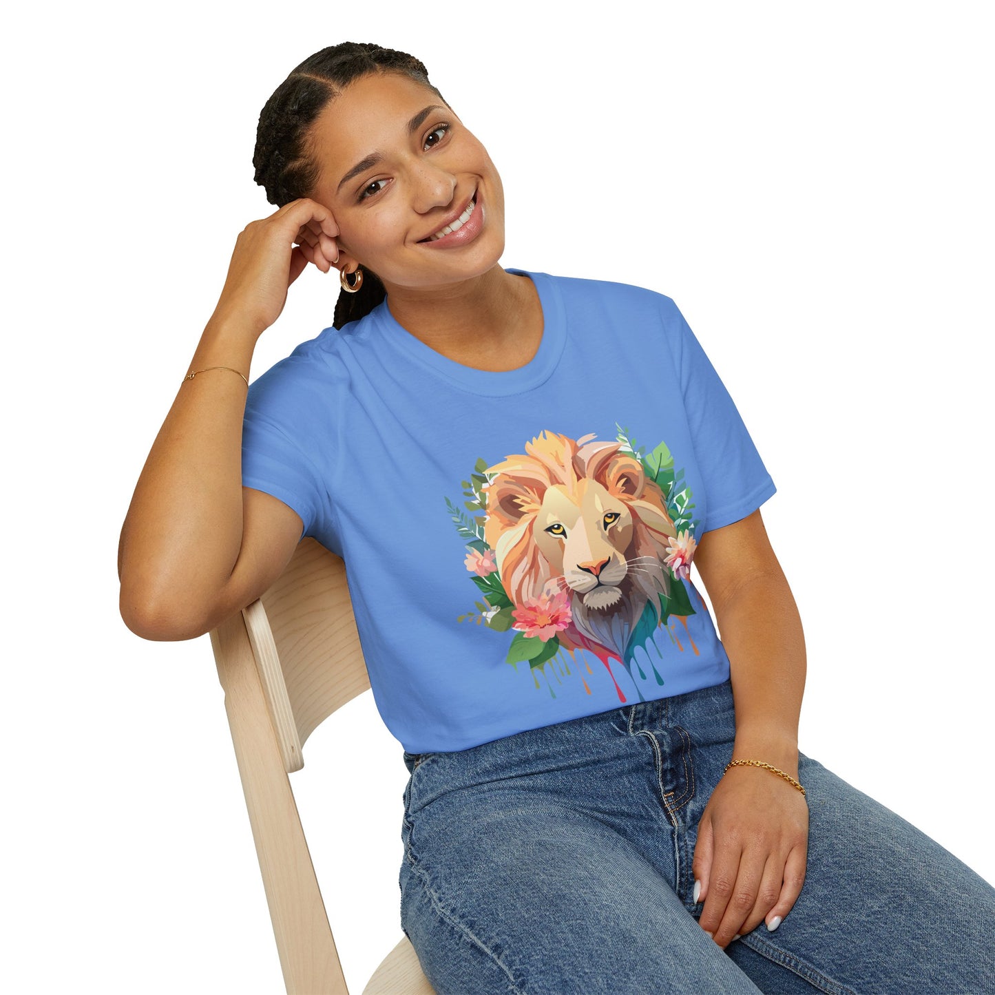 Lion Shirt, Shirt with Lion, Floral Lion Tee, Shirt with Animals