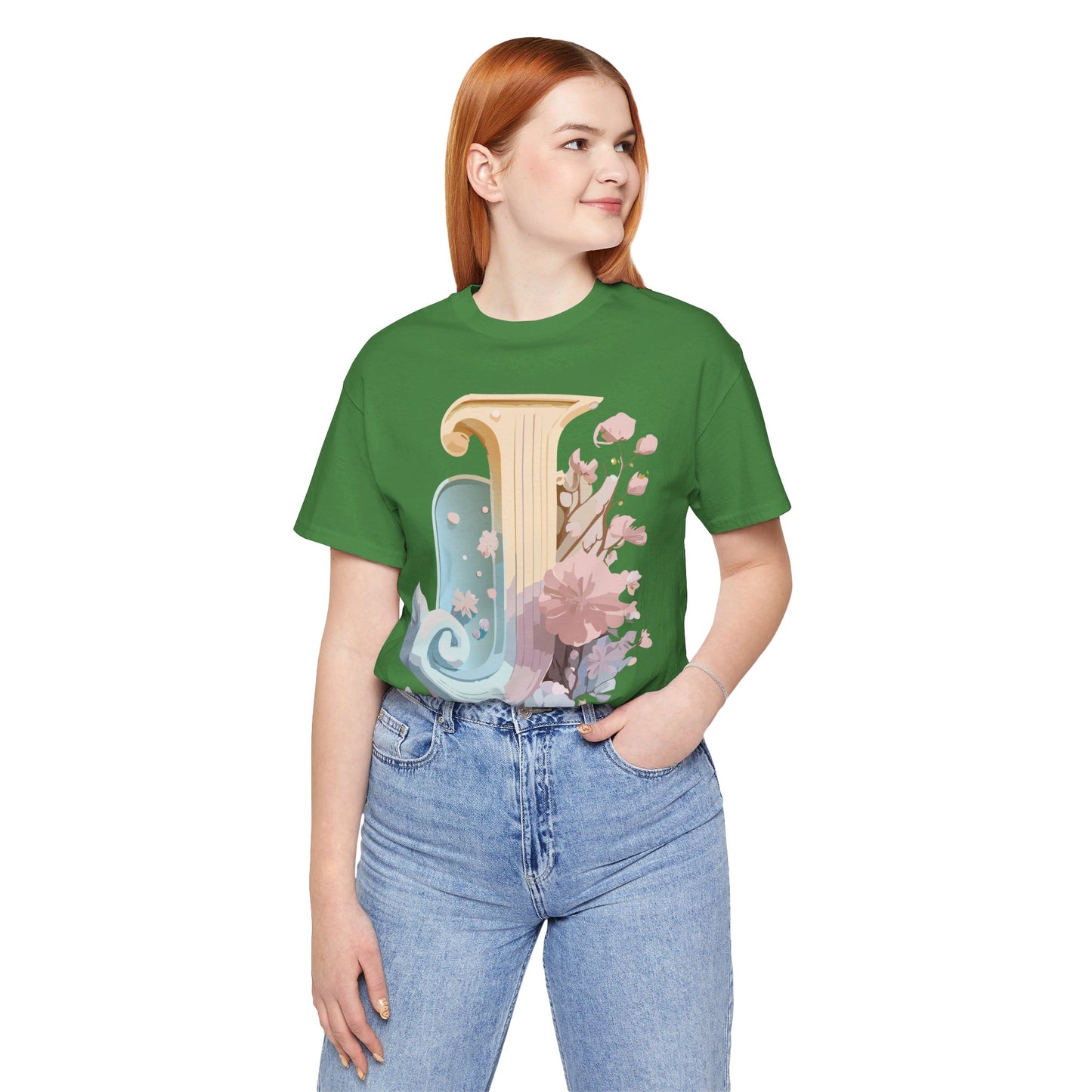 Natural Cotton Tee Shirt - Letters Collection - J Printify