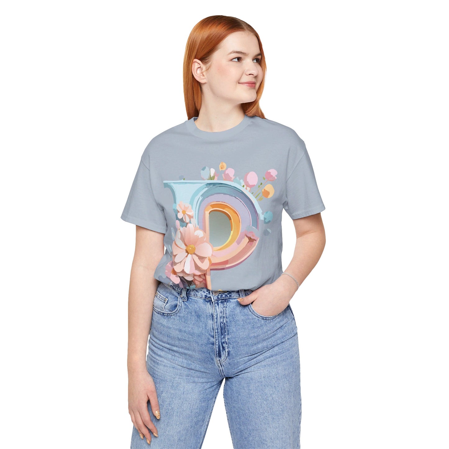 Natural Cotton Tee Shirt - Letters Collection - P Printify