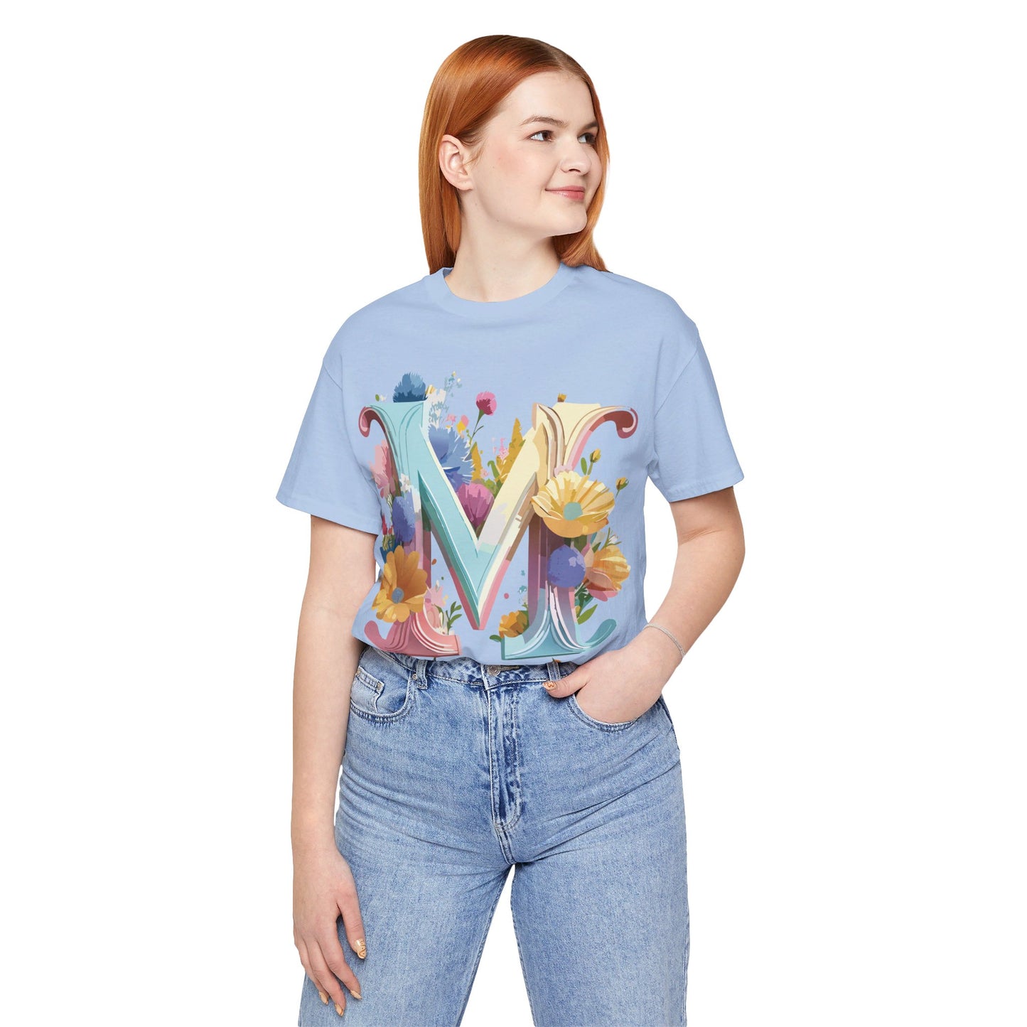 Natural Cotton Tee Shirt - Letters Collection - M Printify