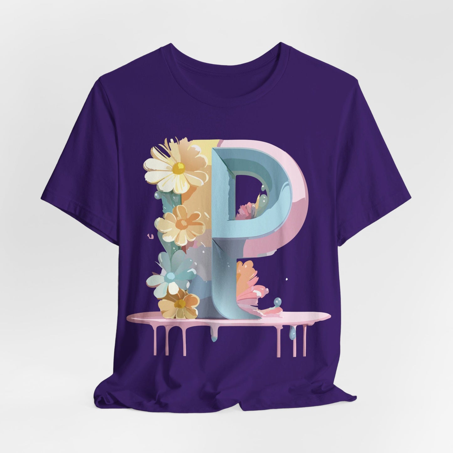 Natural Cotton Tee Shirt - Letters Collection - P Printify