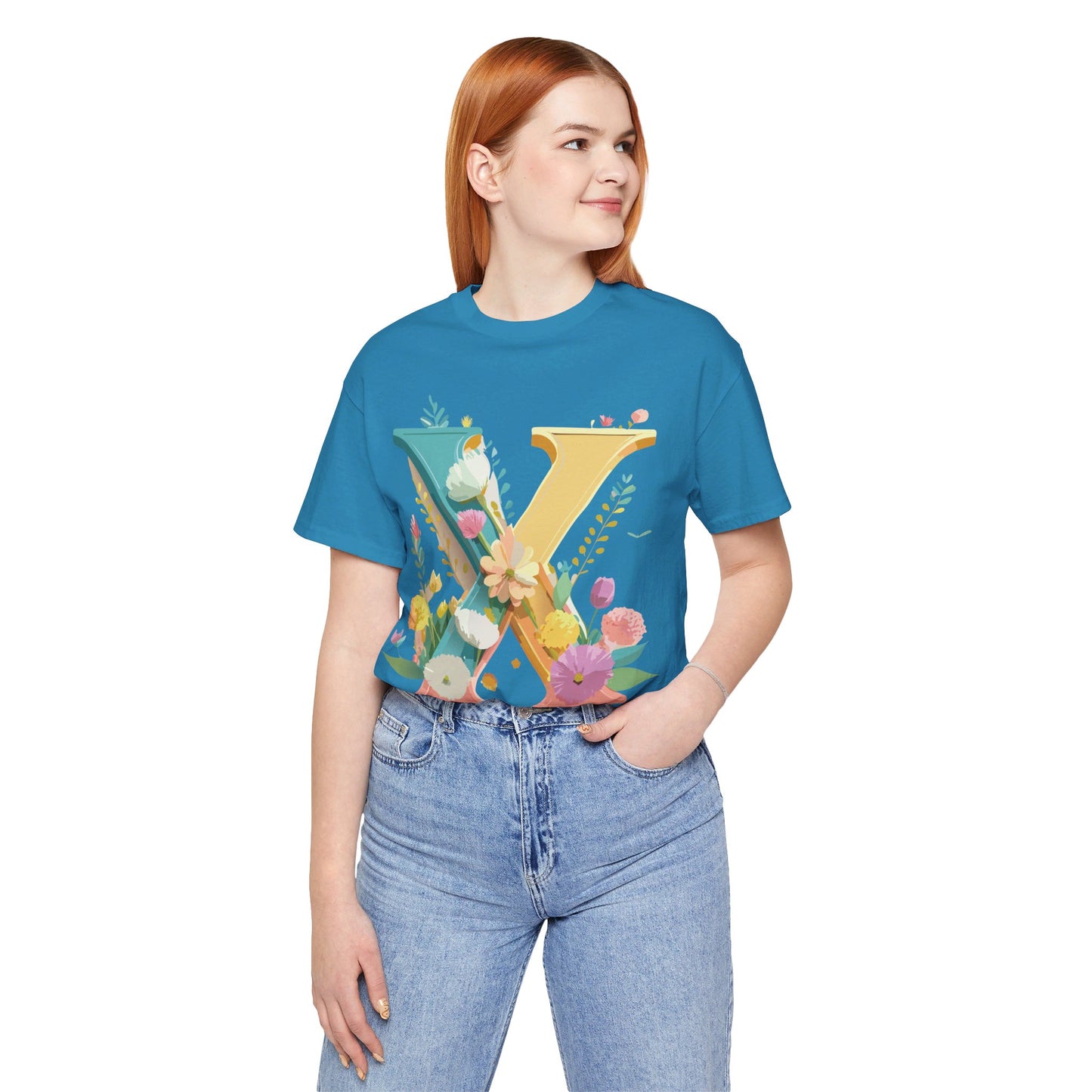 Natural Cotton Tee Shirt - Letters Collection - X Printify