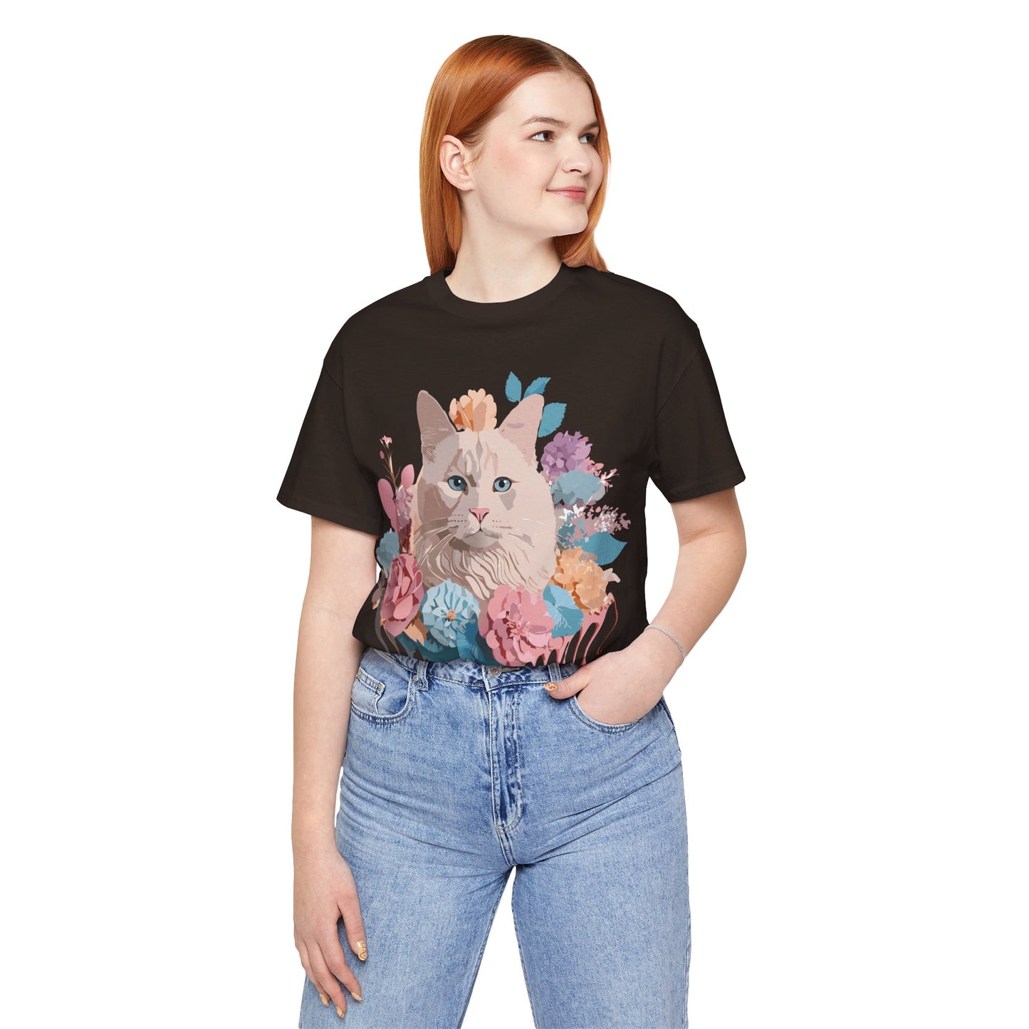 Natural Cotton Tee Shirt with Cat Printify
