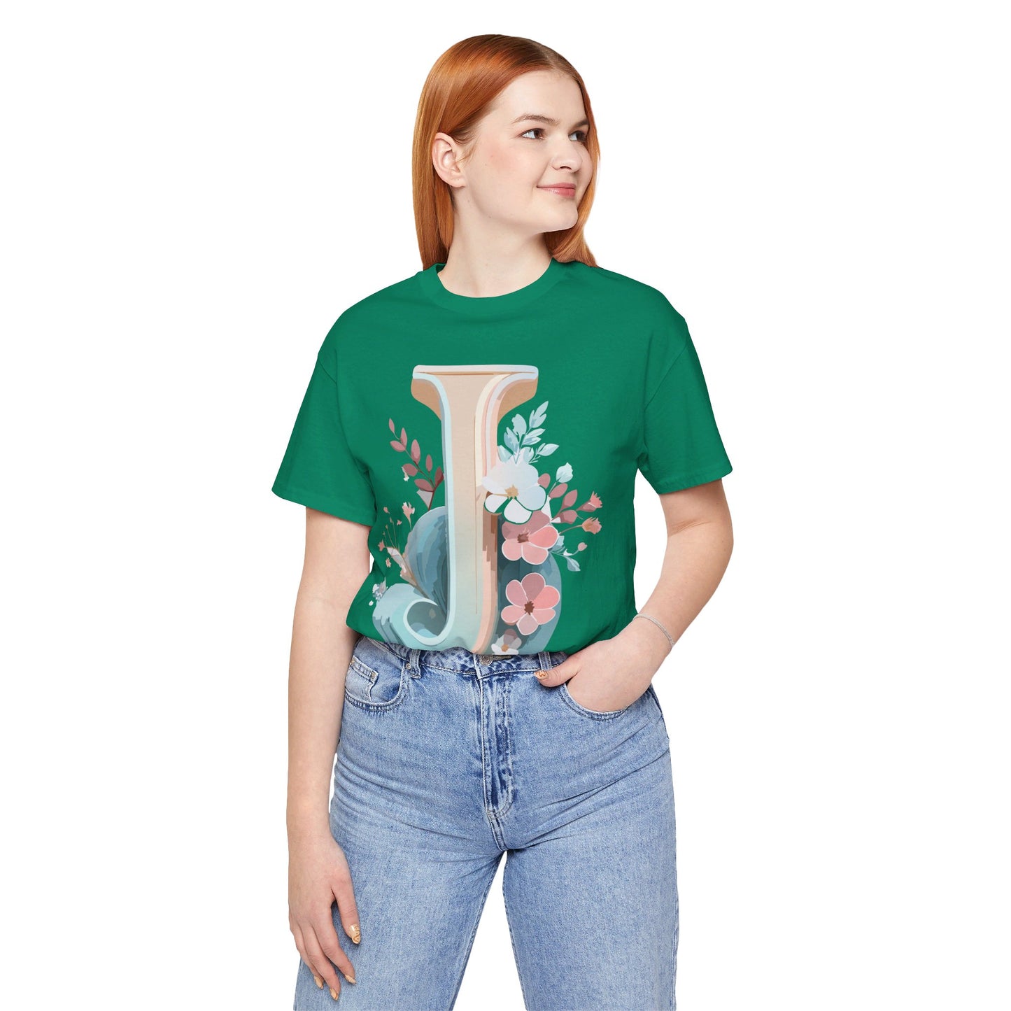 Natural Cotton Tee Shirt - Letters Collection - J Printify
