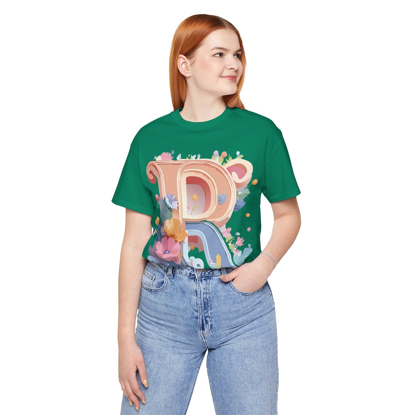 Natural Cotton Tee Shirt - Letters Collection - R Printify