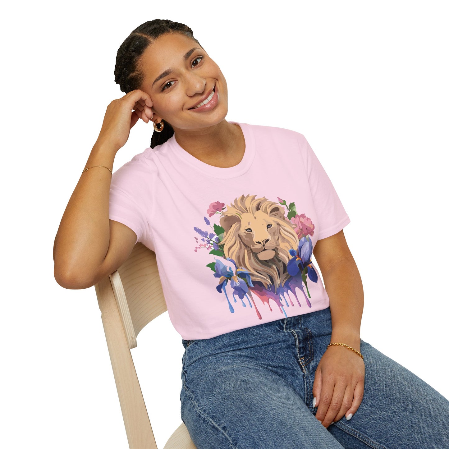 Lion Shirt, Shirt with Lion, Floral Lion Tee, Shirt with Animals
