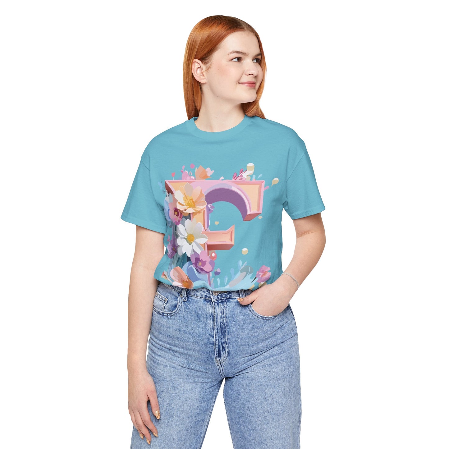 Natural Cotton Tee Shirt - Letters Collection - E Printify