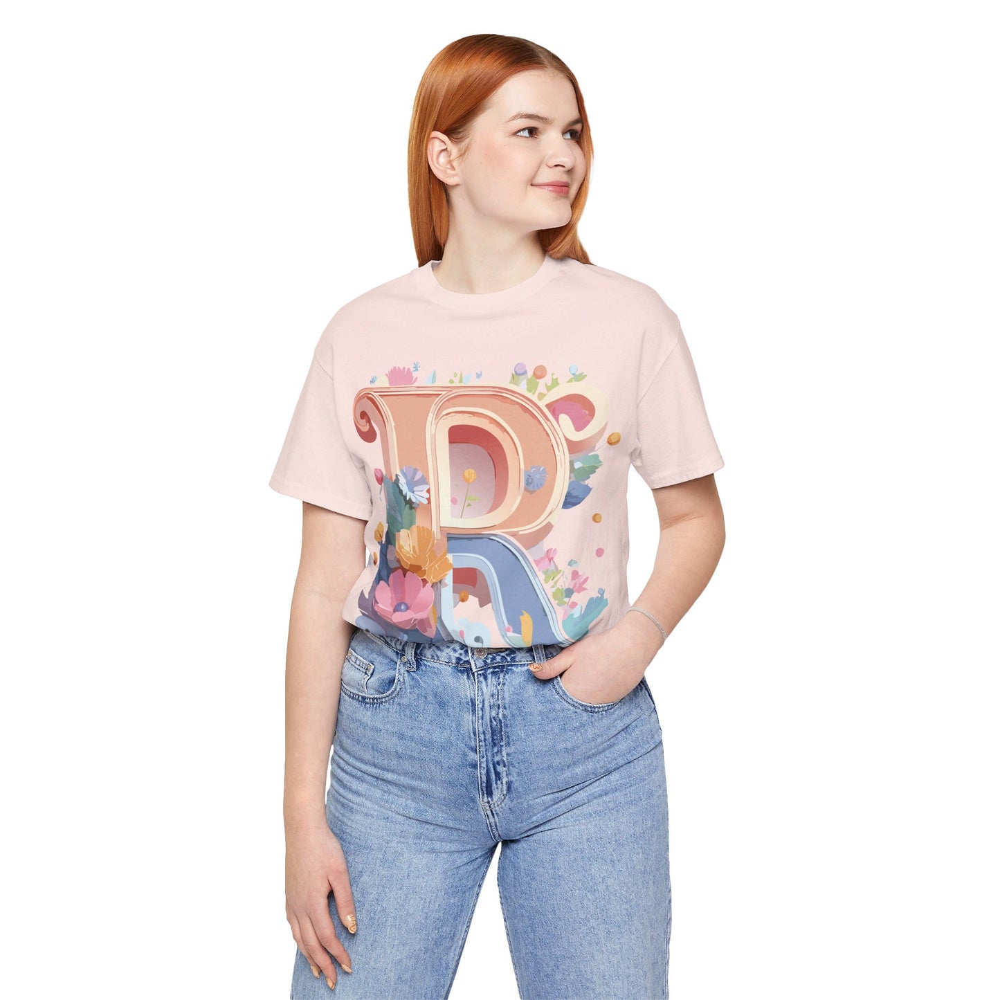 Natural Cotton Tee Shirt - Letters Collection - R Printify