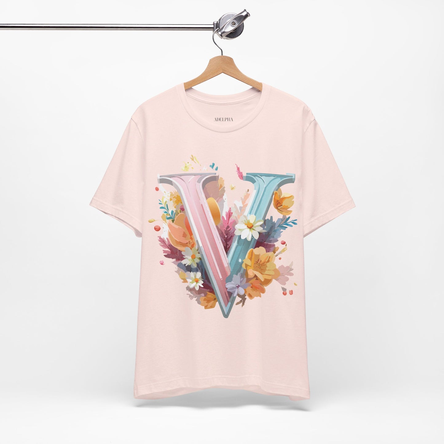 Natural Cotton Tee Shirt - Letters Collection - V Printify