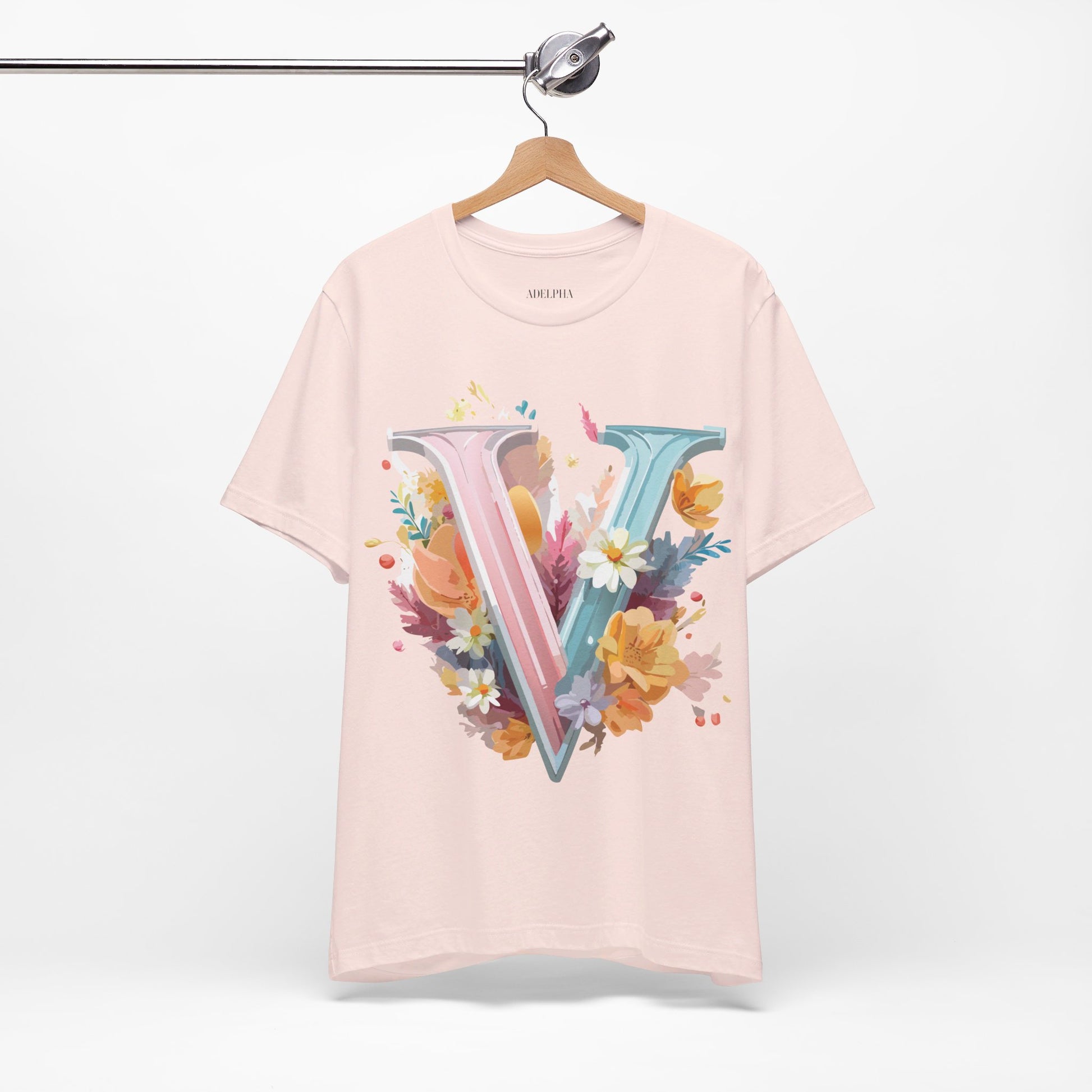 Natural Cotton Tee Shirt - Letters Collection - V Printify